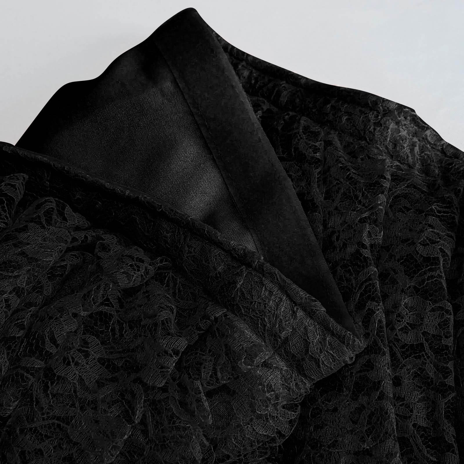 21ft Black Premium Pleated Lace Table Skirt