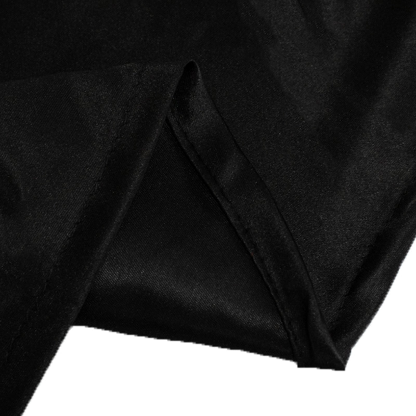 Lamour Satin 120" Round Tablecloth Black - Seamless Table Cover with Soft Tempered Sheen for Upscale Gatherings