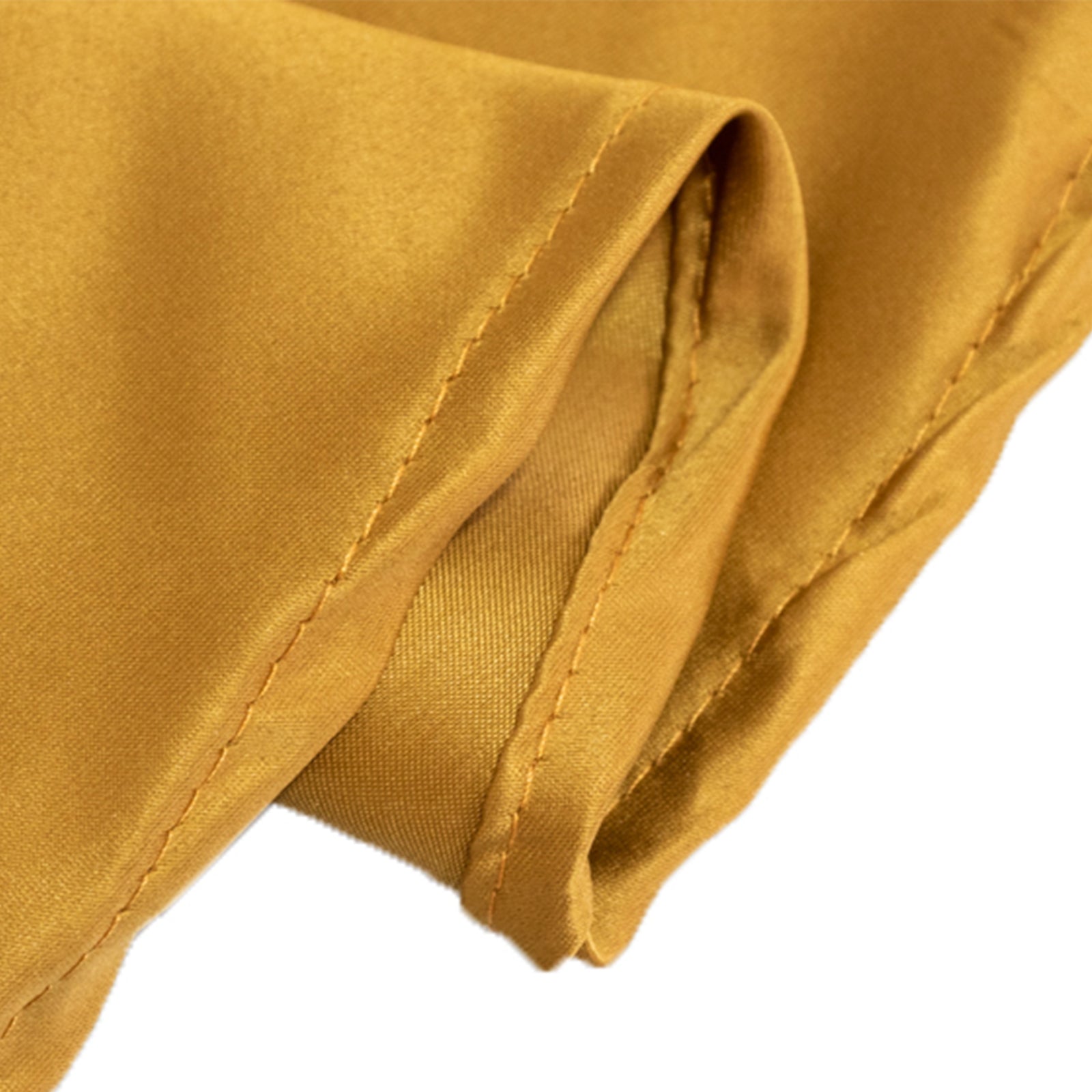 Lamour Satin 120" Round Tablecloth Gold - Seamless Table Cover with Soft Tempered Sheen for Upscale Gatherings