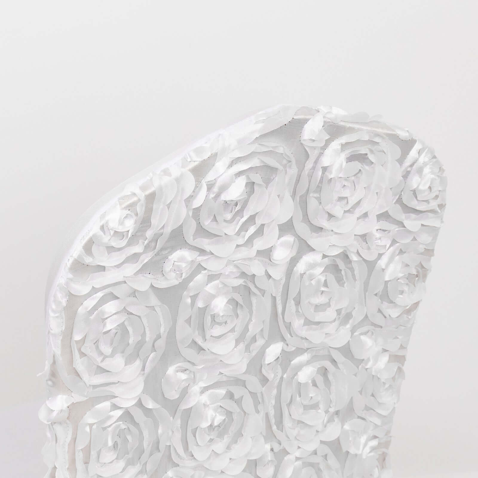 Satin Rosette Chair Cover for Banquet Chairs White - Stylish Stretch Fitted Slip-On Design for Sophisticated Gatherings