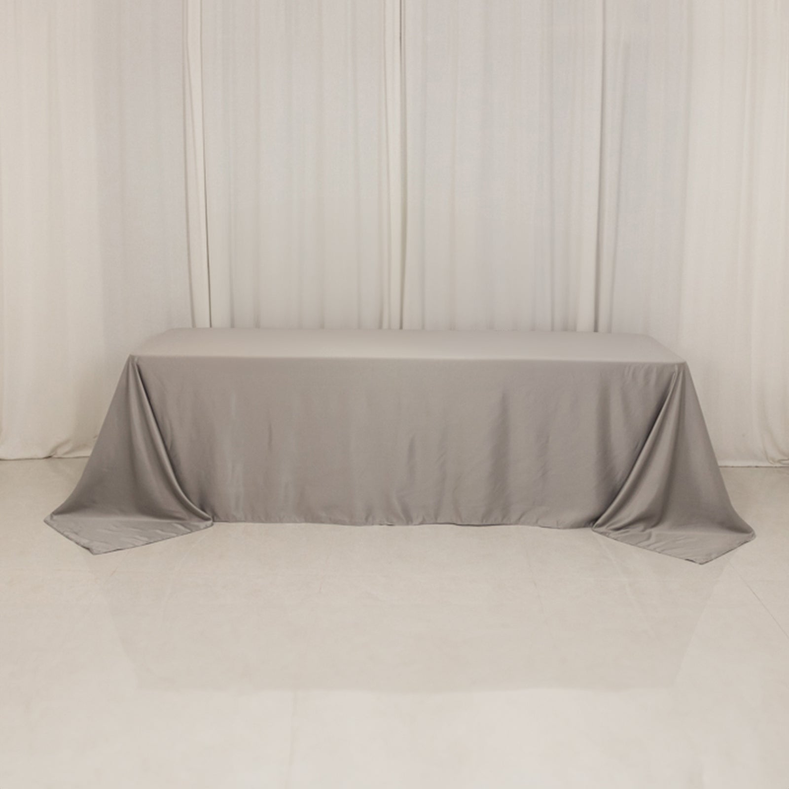 Lamour Satin 90"x156" Rectangle Tablecloth Silver - Luxurious, Soft Seamless Table Cover