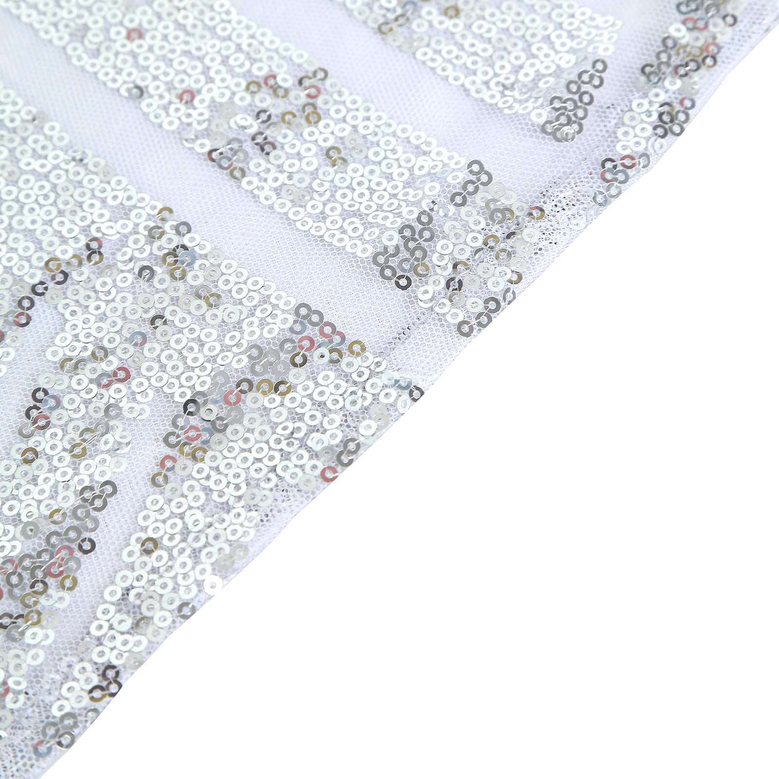 Sequin 72" Table Overlay Square Tablecloth Silver - Diamond Glitz Table Cover