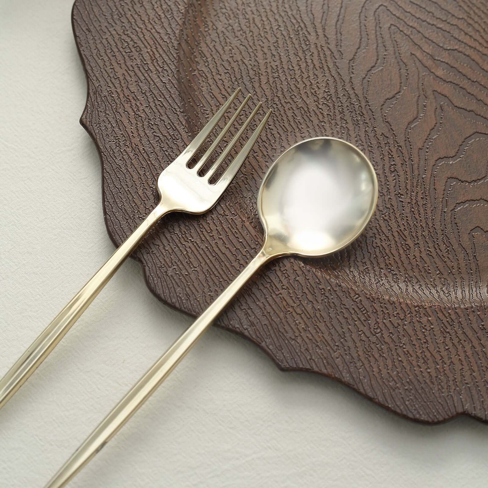 6-Pack Acrylic Round Charger Plates 13" in Rustic Brown with Wood Grain Scalloped Rim, Decorative Dinner Party Charger Tableware