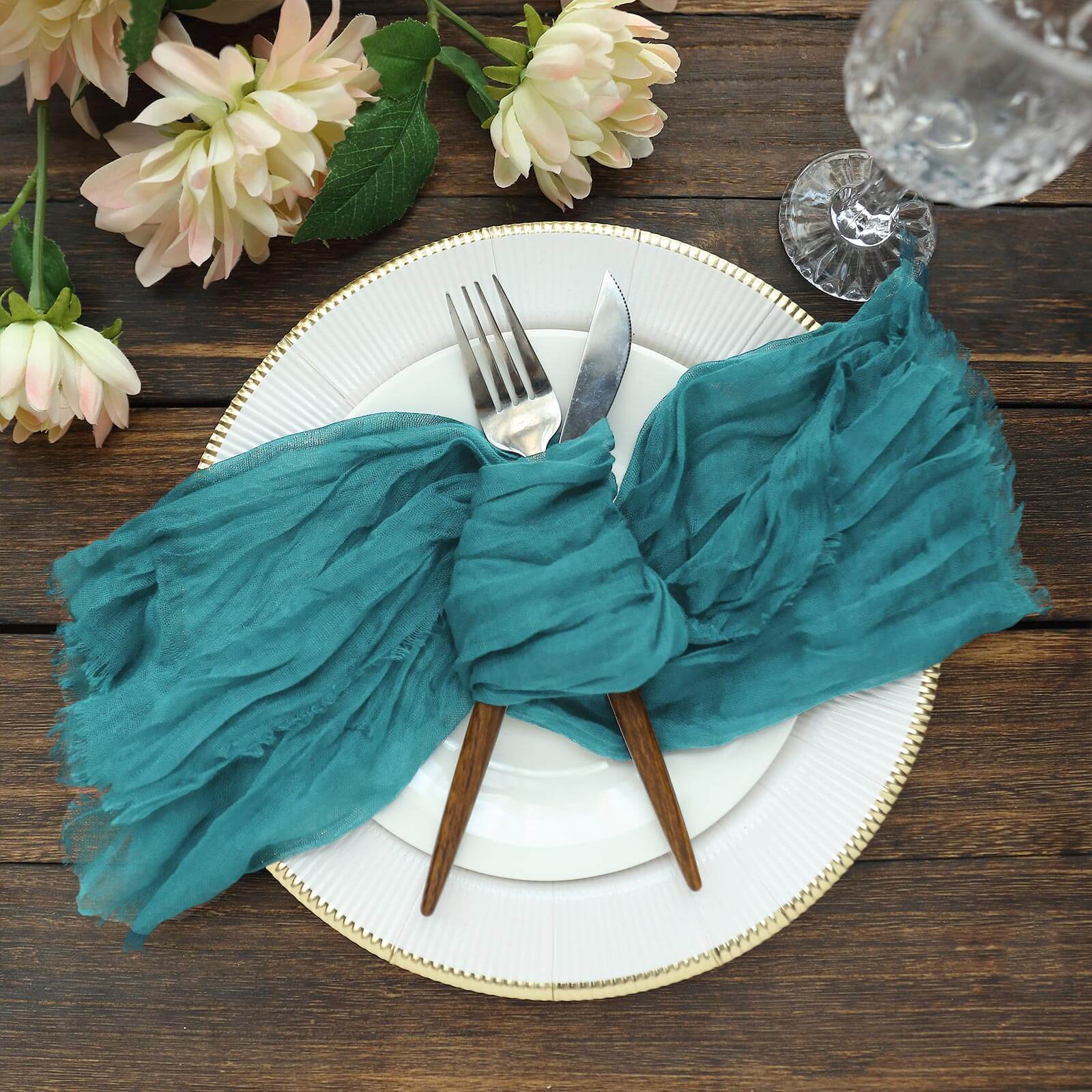 5 Pack Gauze Cheesecloth 24"x19" Napkins Peacock Teal Reusable Dinner Napkins