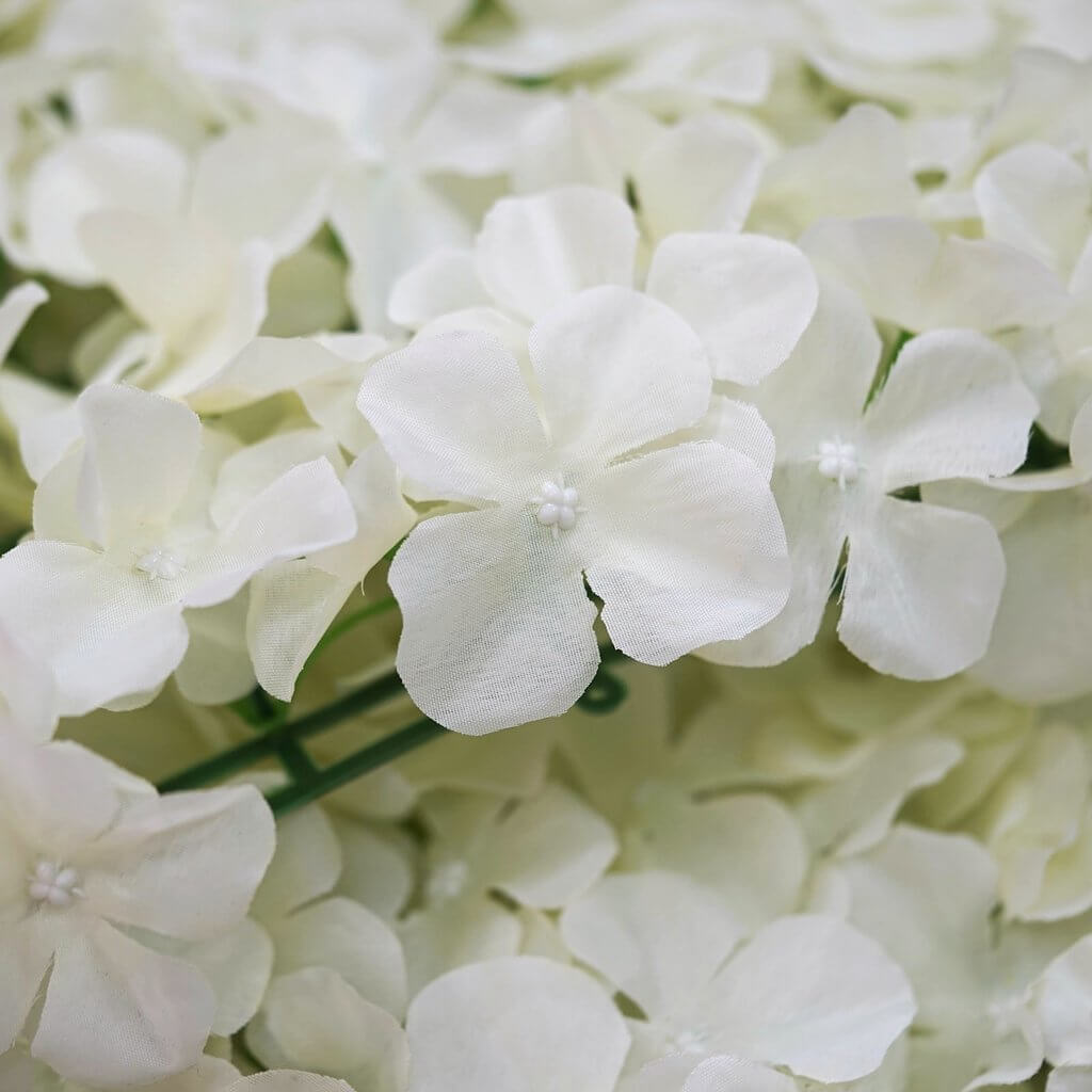 11 Sq ft. Cream UV Protected Hydrangea Flower Wall Mat Backdrop - 4 Artificial Panels