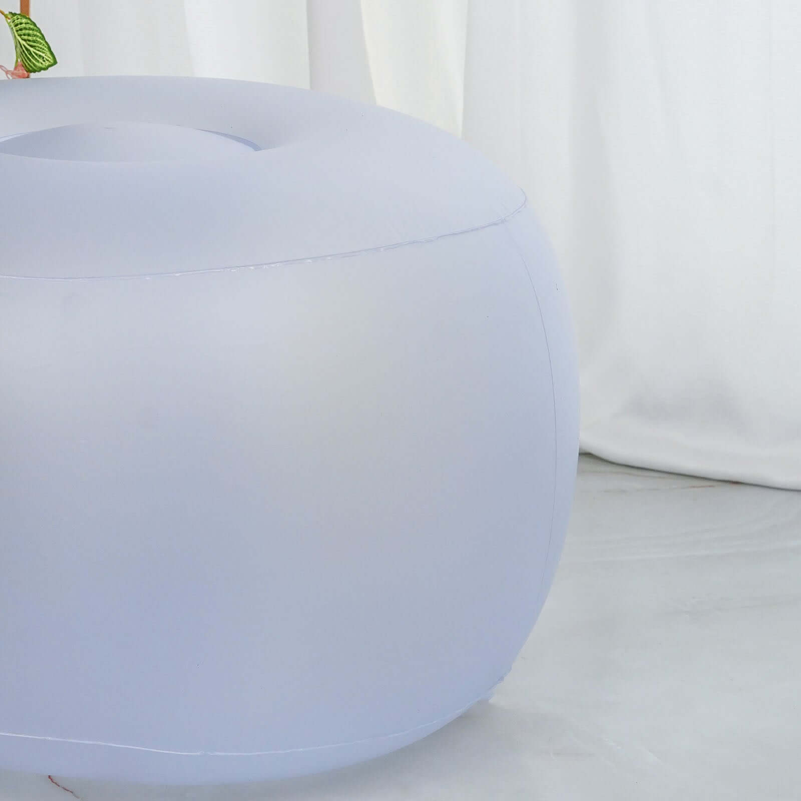22" Color Changing LED Light Up Inflatable Pouf Ottoman, Waterproof Illuminated Remote Battery Operated Furniture