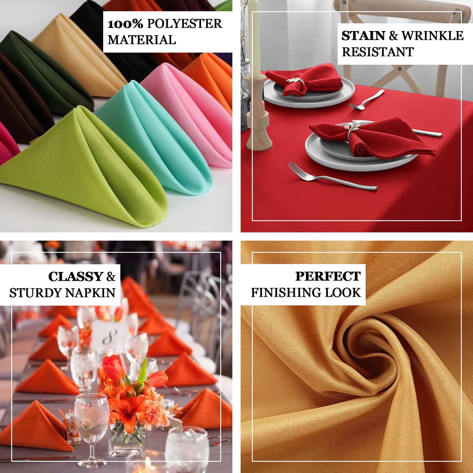 5 Pack Polyester 17"x17" Napkins Sage Green - Durable & Wrinkle Resistant Dinner Napkins