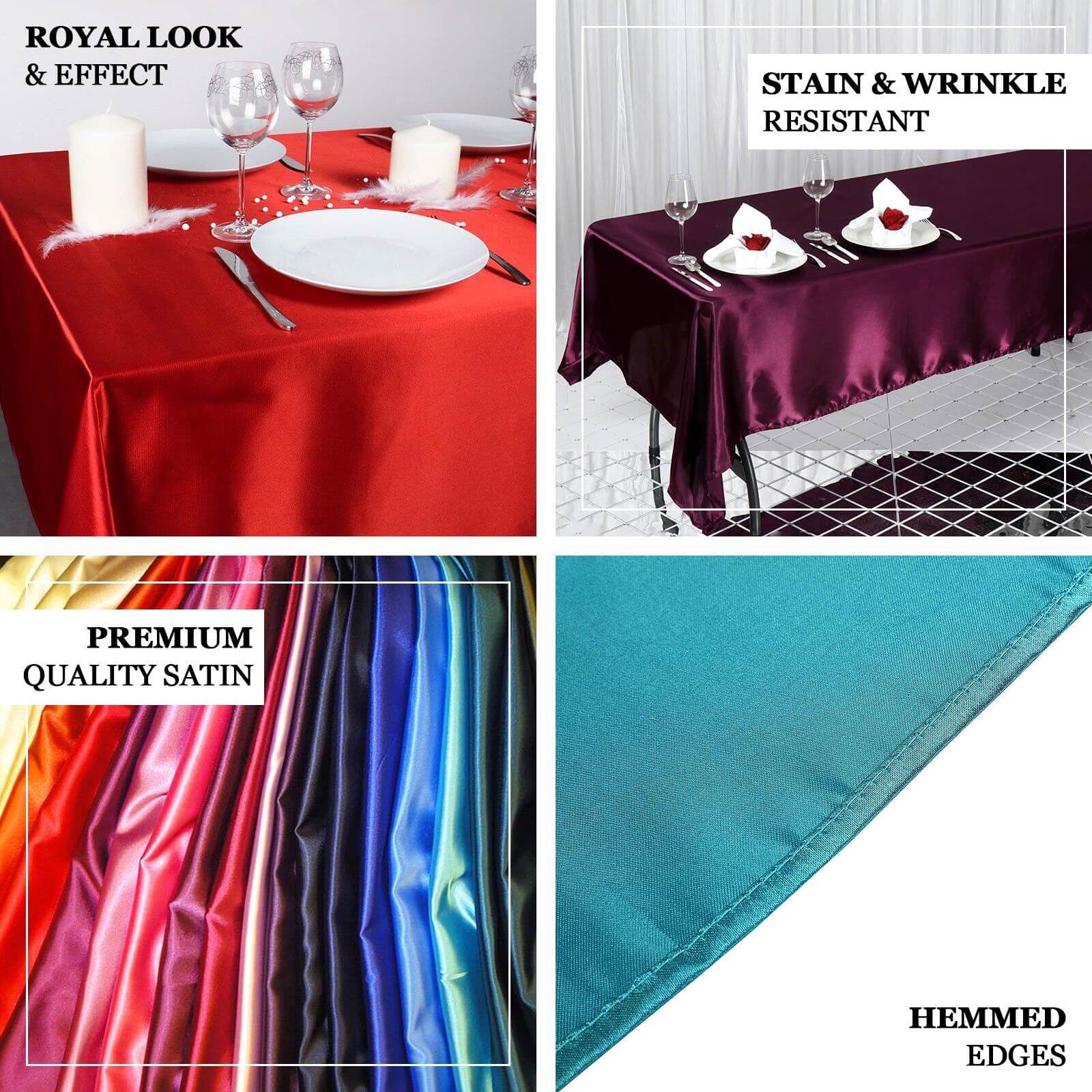 Satin Rectangular 60"x126" Tablecloth Purple - Smooth and Lustrous Table Cover