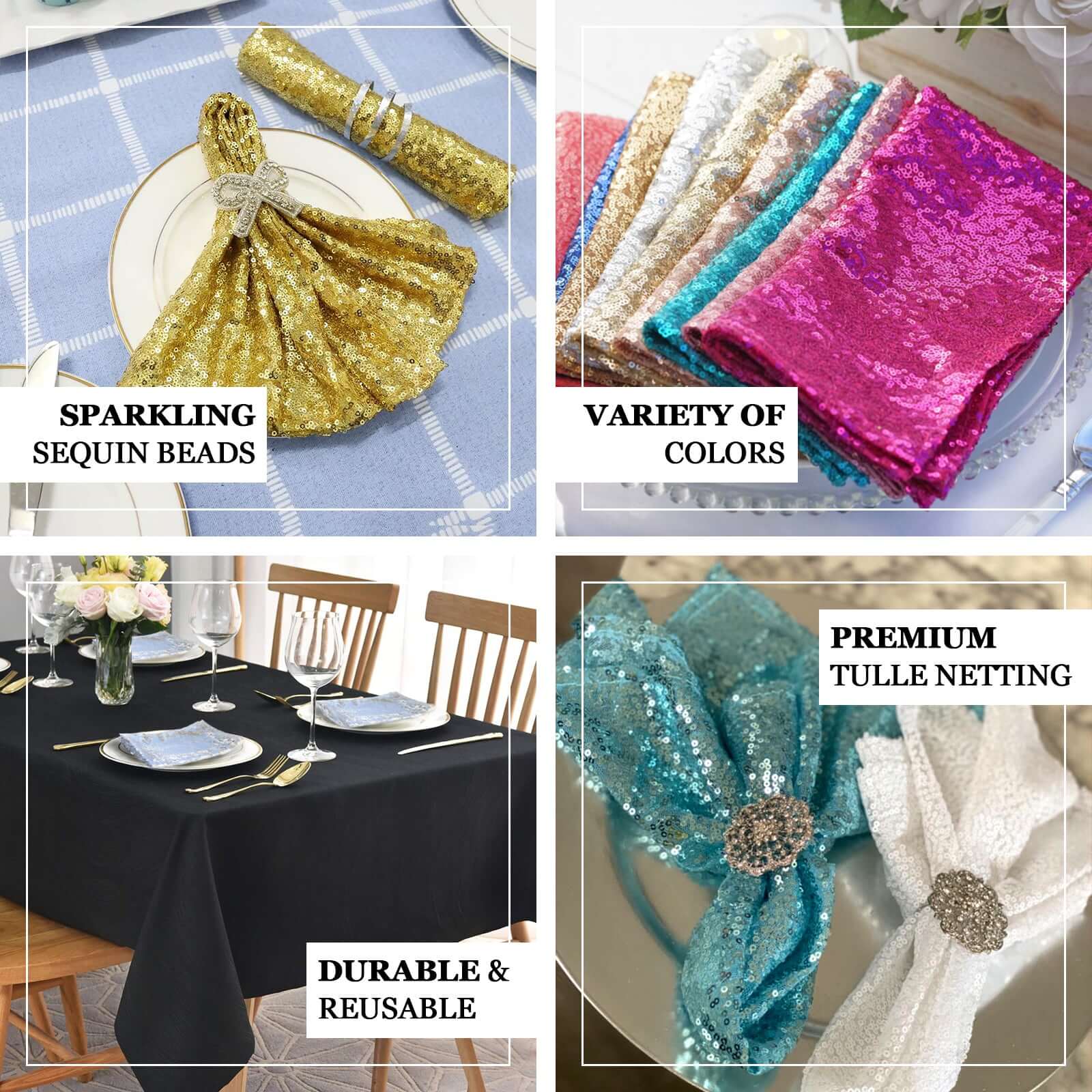 Sequin 20"x20" Napkin Purple - Shimmering Dinner Napkin