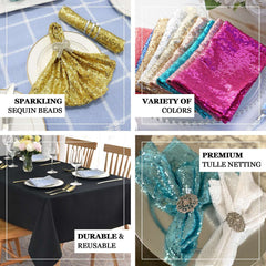 Sequin 20"x20" Napkin Purple - Shimmering Dinner Napkin