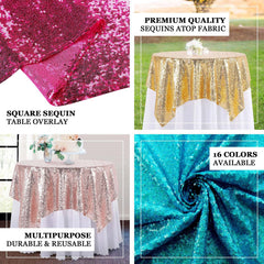 Sequin 72"x72" Table Overlay Square Tablecloth Royal Blue - Sparkly Table Cover