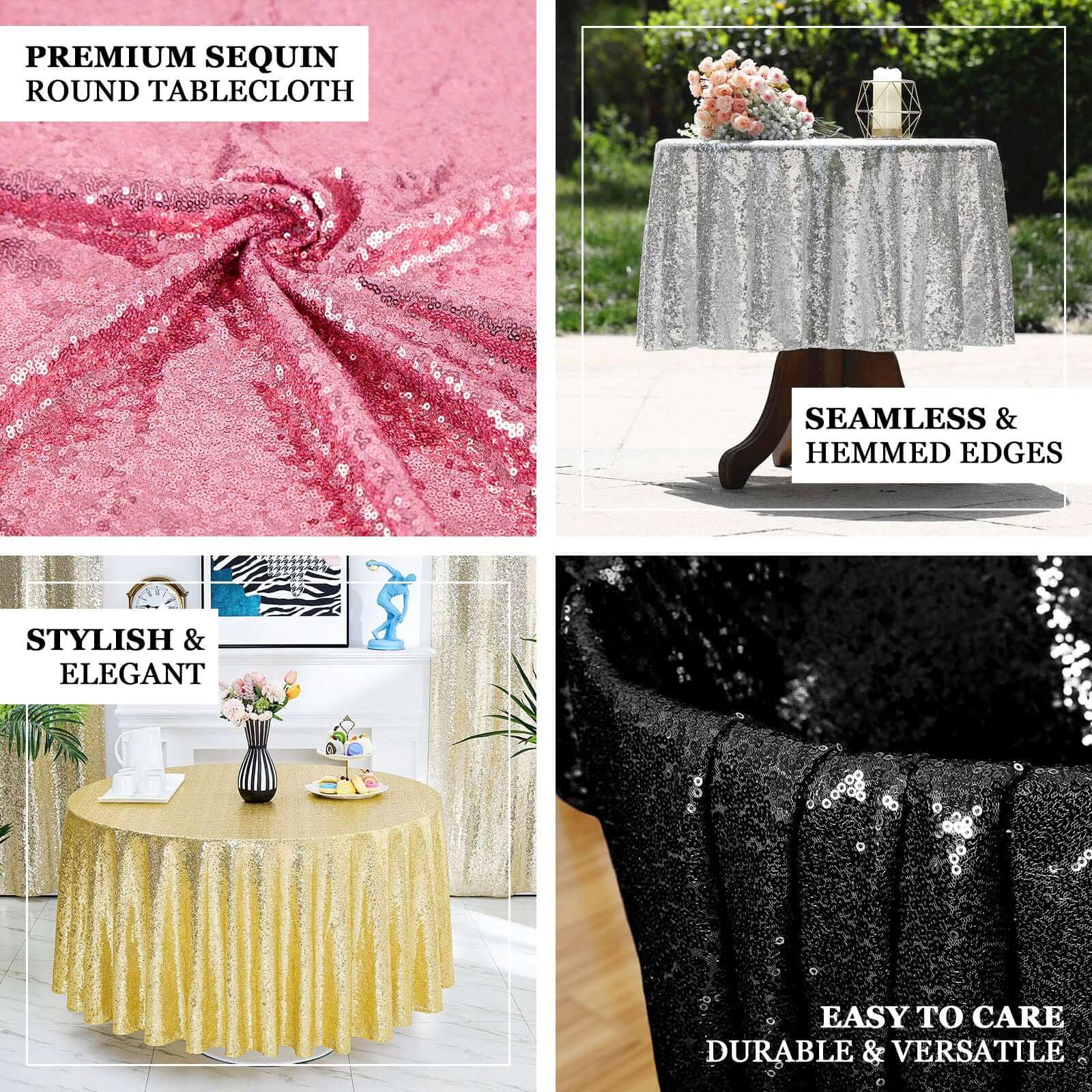 90" Burgundy Sequin Round Tablecloth