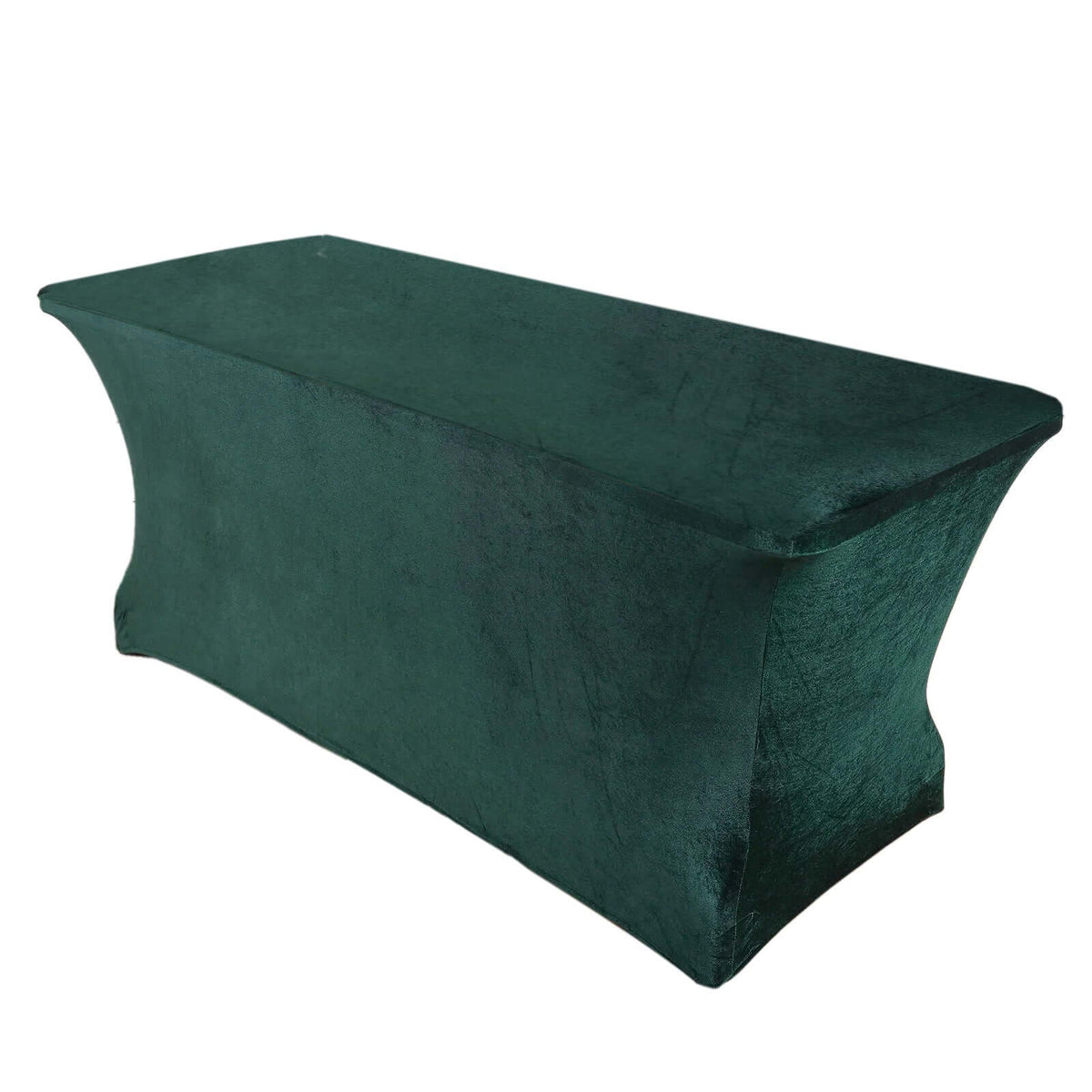Velvet Spandex 6ft Rectangle Tablecloth Hunter Emerald Green - Fitted Wrinkle-Free Design for 72"x30" Tables