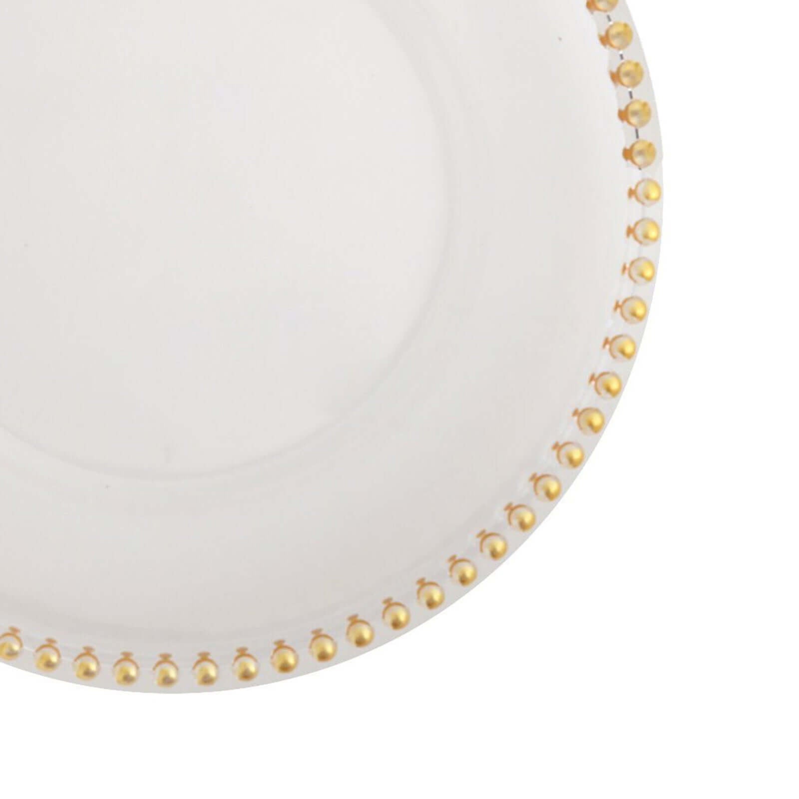 6-Pack Acrylic Round Charger Plates 13" in Clear with Gold Beaded Rim, Decorative Dinner Party Serving Plates