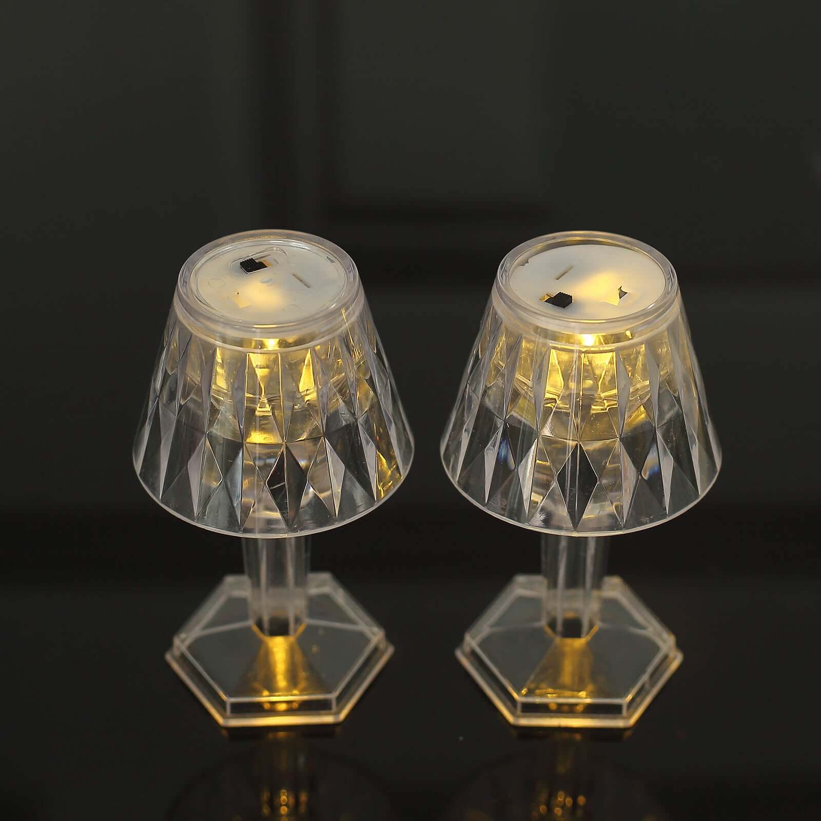 6-Pack Clear Crystal Acrylic LED Lamps Warm White Decorative Design - Accent Night Lights 4.5"