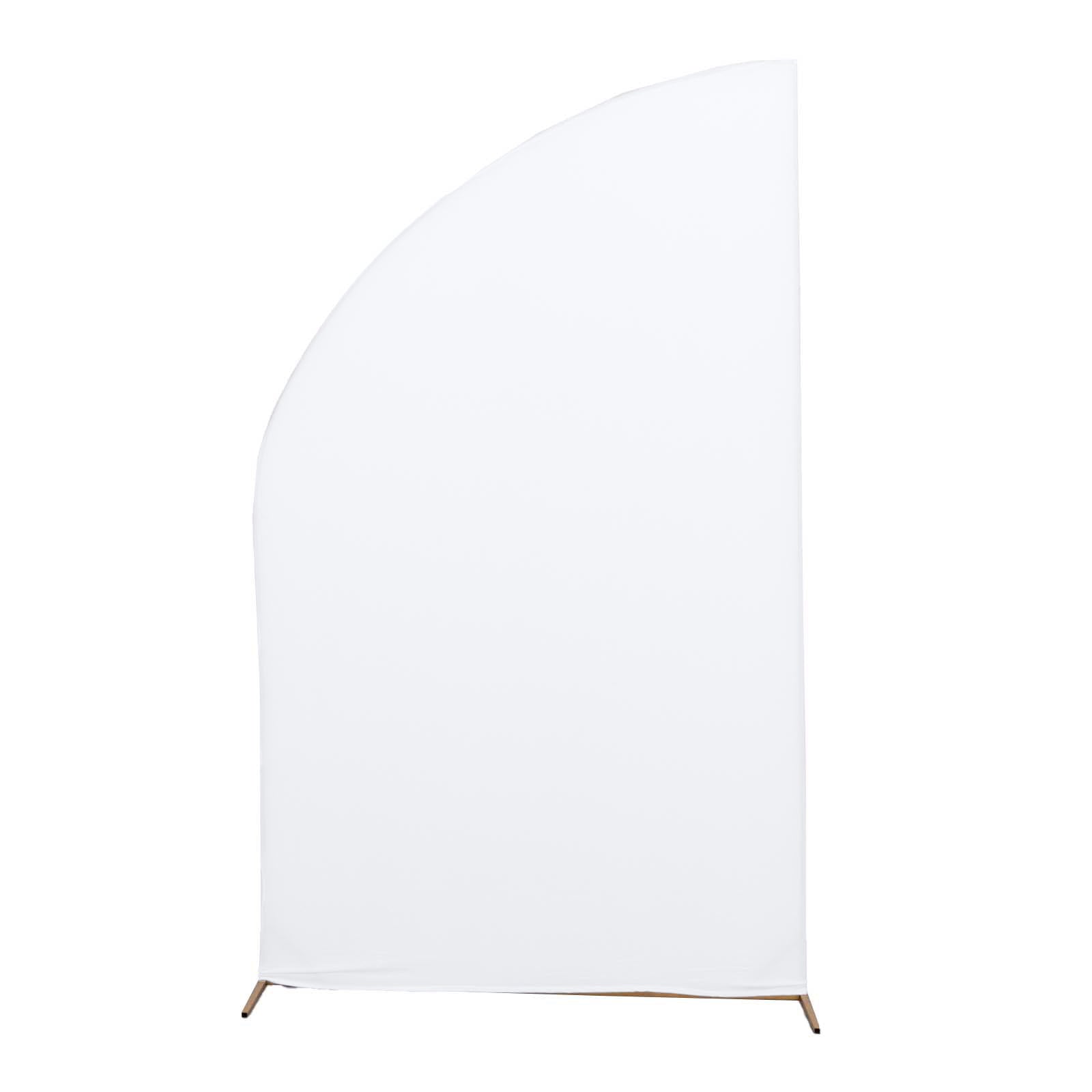 8ft White Spandex Fitted Wedding Arch Cover For Half Moon Top Chiara Backdrop Stand