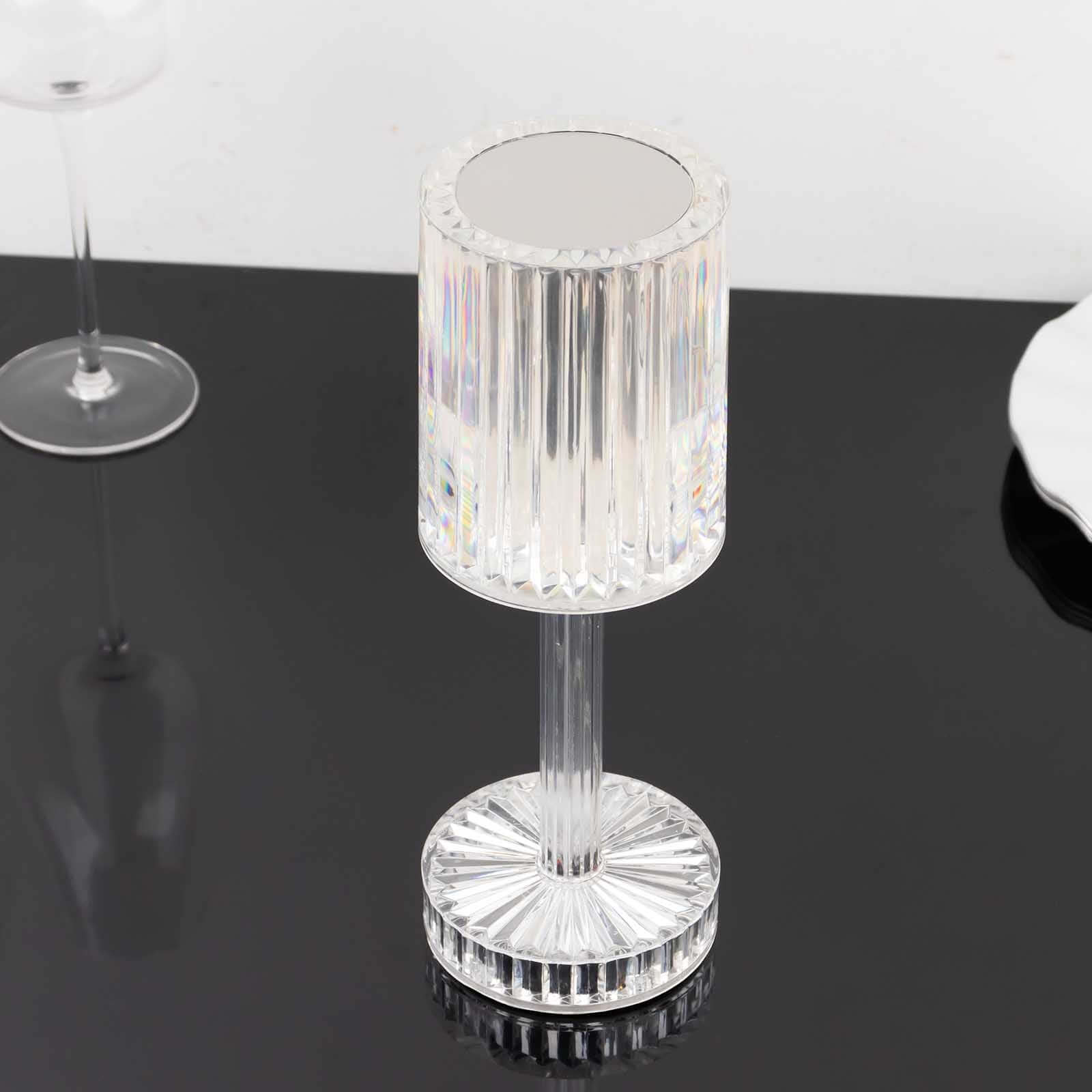 LED Acrylic Table Lamp Cylinder Design Color Changing - Rechargeable Cordless RGB Touch Control Light 10"