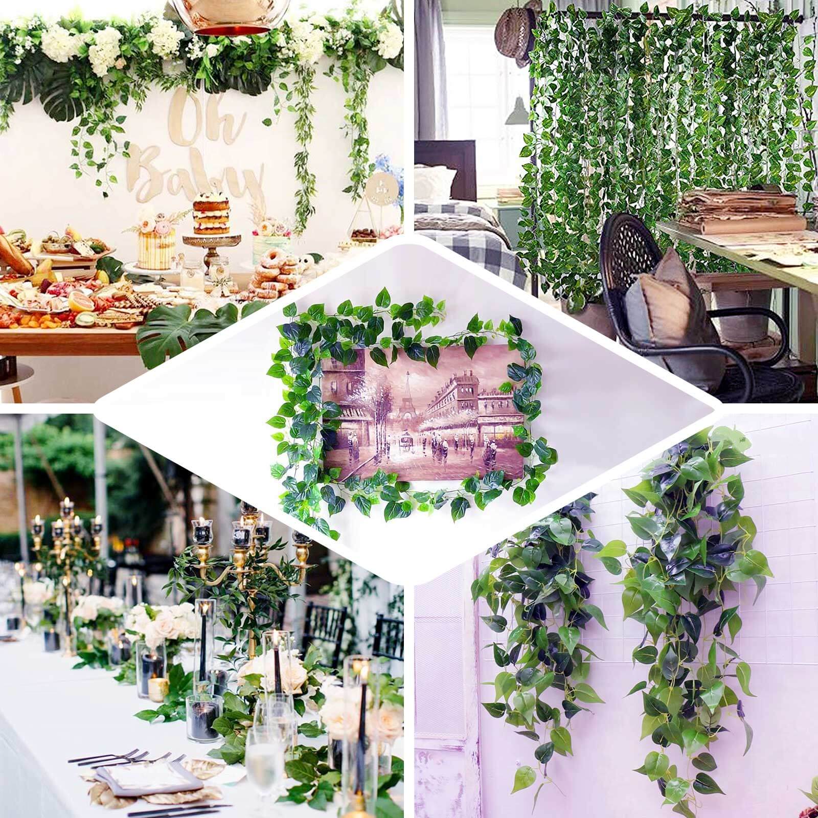 5ft Green Real Touch Artificial Poplar Leaf Garland, Flexible Vine