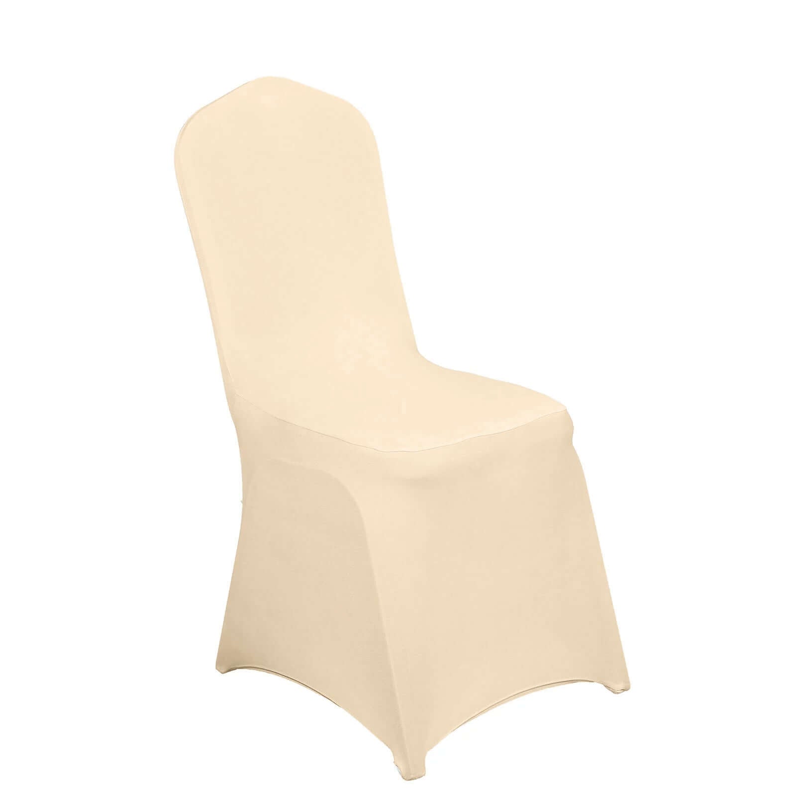 Spandex Chair Cover for Banquet Chairs Beige - Stretch 160GSM Fabric with Slip-On Slipcover