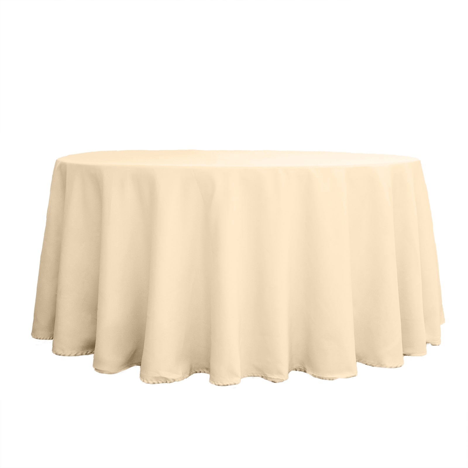 Polyester 120" Round Tablecloth Beige - Seamless Wrinkle-Resistant Table Cover