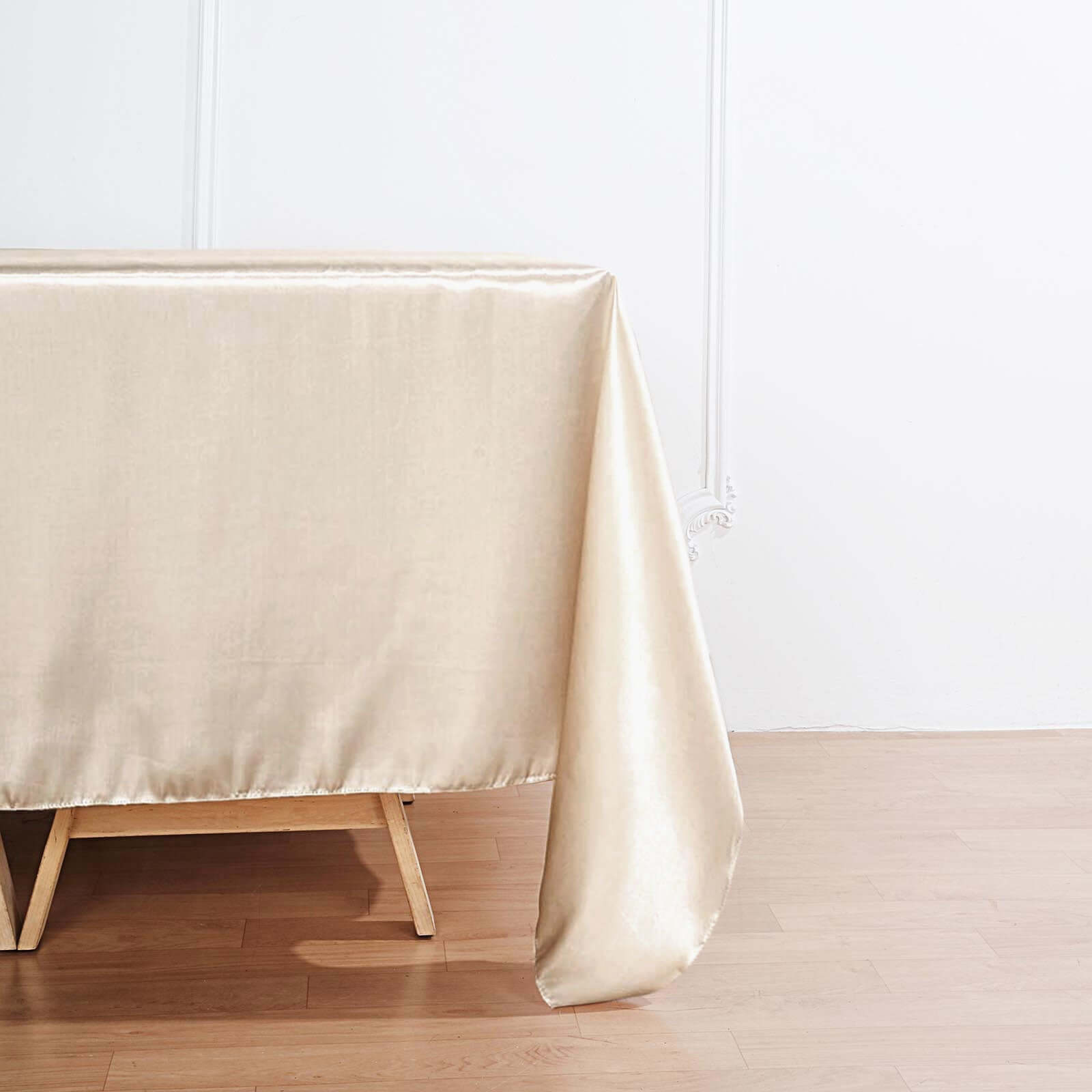 Satin 90"x90" Table Overlay Square Tablecloth Beige - Smooth Finish Table Topper