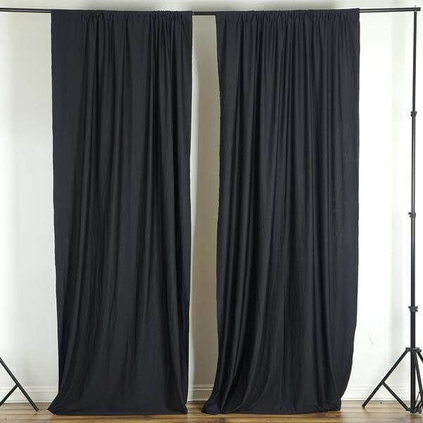 2 Pack Black Scuba Polyester Event Curtain Drapes, Durable Flame Resistant Backdrop Event Panels Wrinkle Free with Rod Pockets - 10ftx10ft