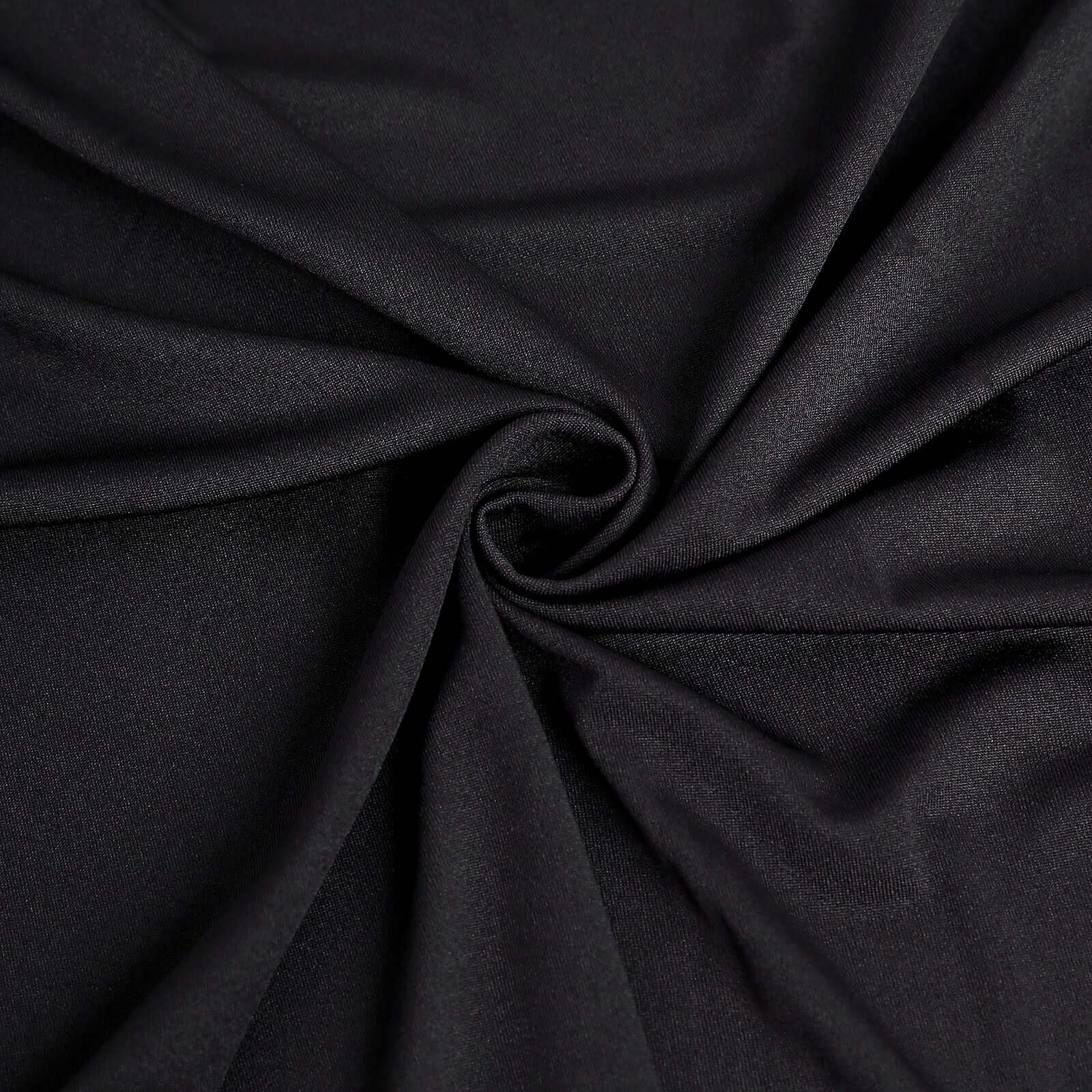 Spandex 32" Round Cocktail Table Cover Skirt Black With Natural Wavy Drapes