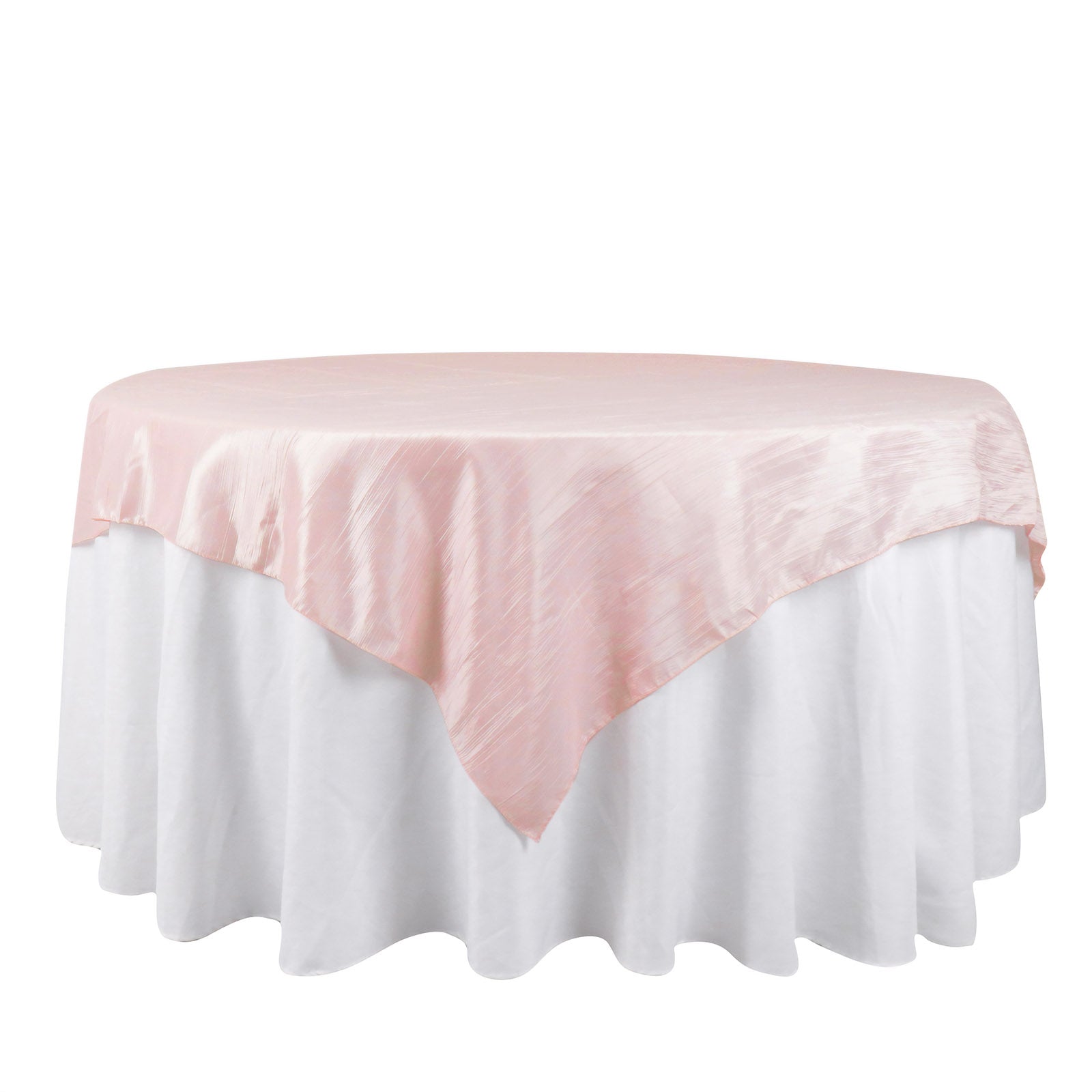Taffeta 72"x72" Table Overlay Square Tablecloth Blush - Accordion Crinkle Table Cover