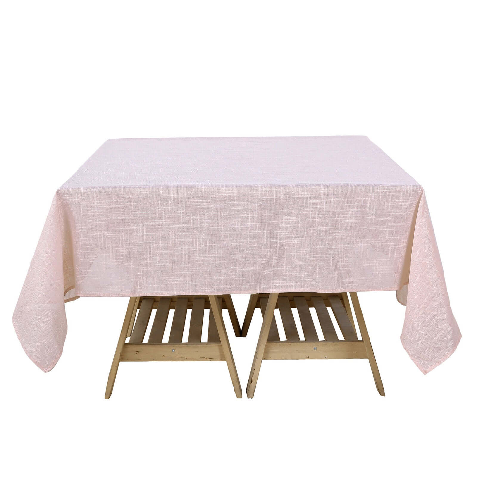 Linen 72"x72" Table Overlay Square Tablecloth Blush - Slubby Textured Wrinkle-Resistant Design for Stylish Occasions