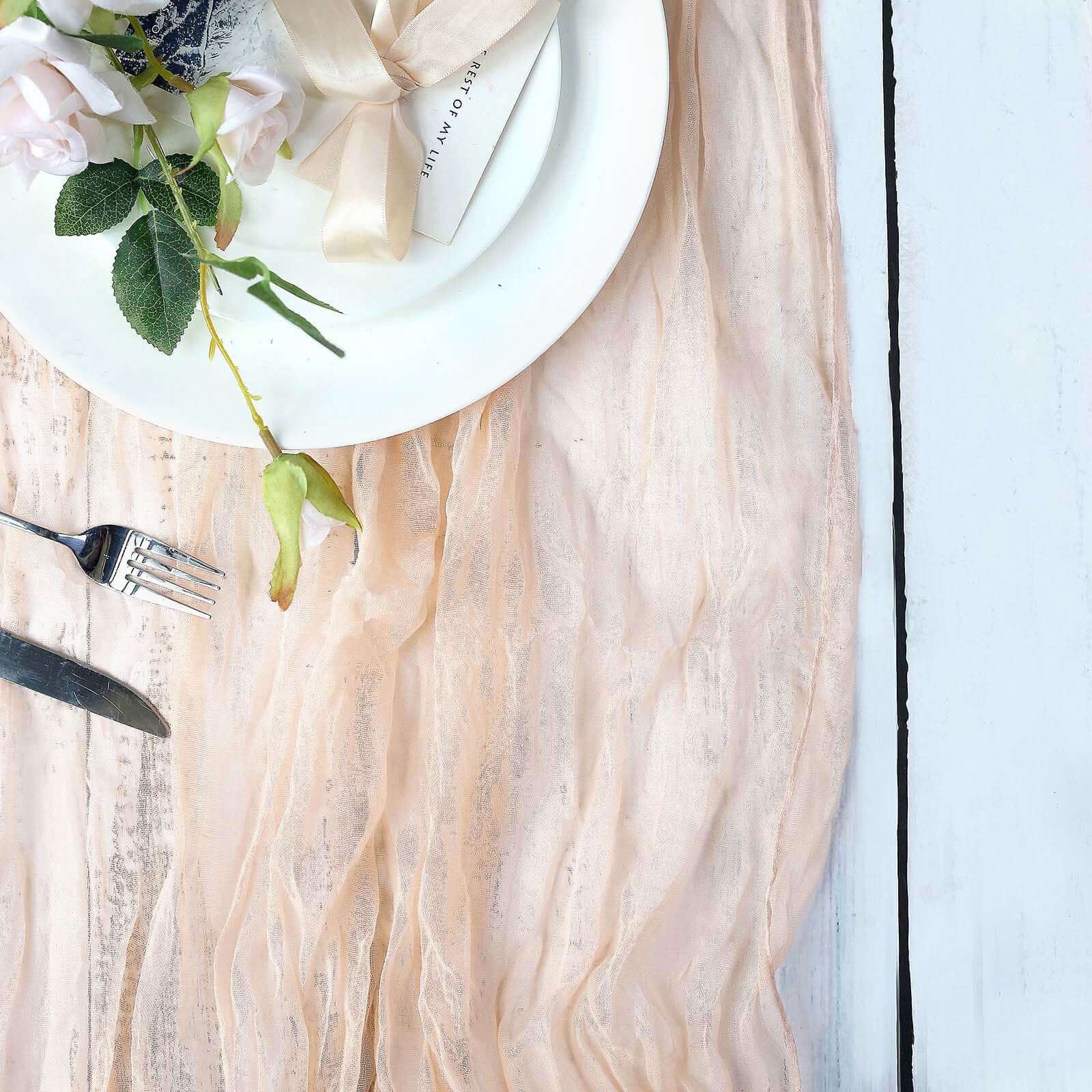 Gauze Cheesecloth 10ft Table Runner Blush - Rustic Boho Style