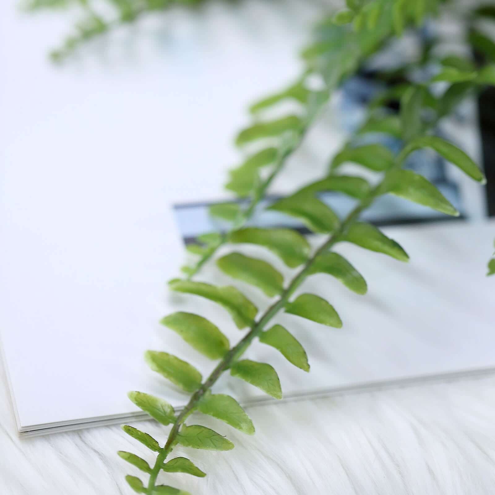 20" Artificial Boston Fern Green Leaf Plant, Premium Real Touch Indoor Spray