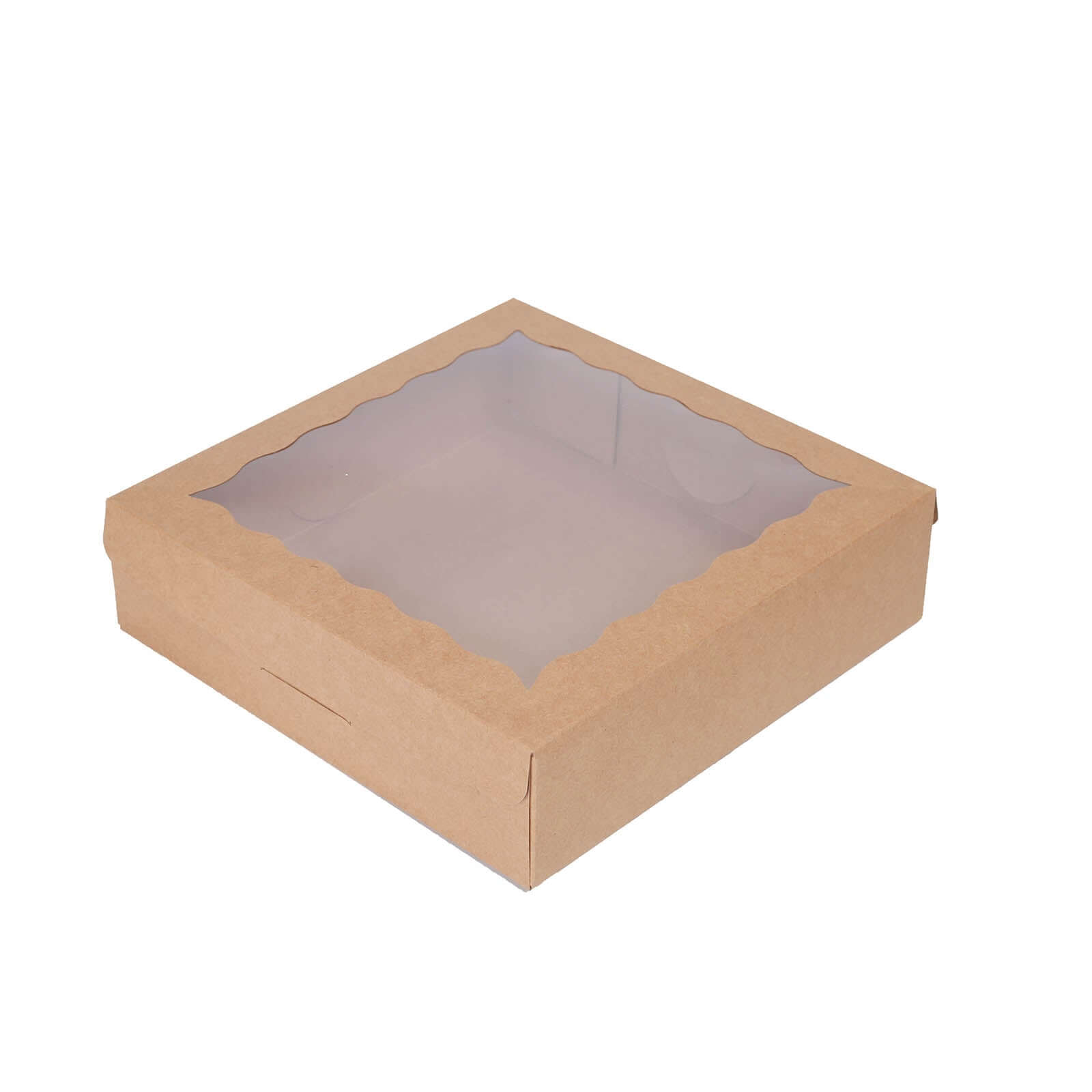 12-Pack Cardstock Bakery Boxes with PVC Window Natural Brown - Versatile Cake Containers for Donuts Muffins & Homemade Goods 9"x9"x2"