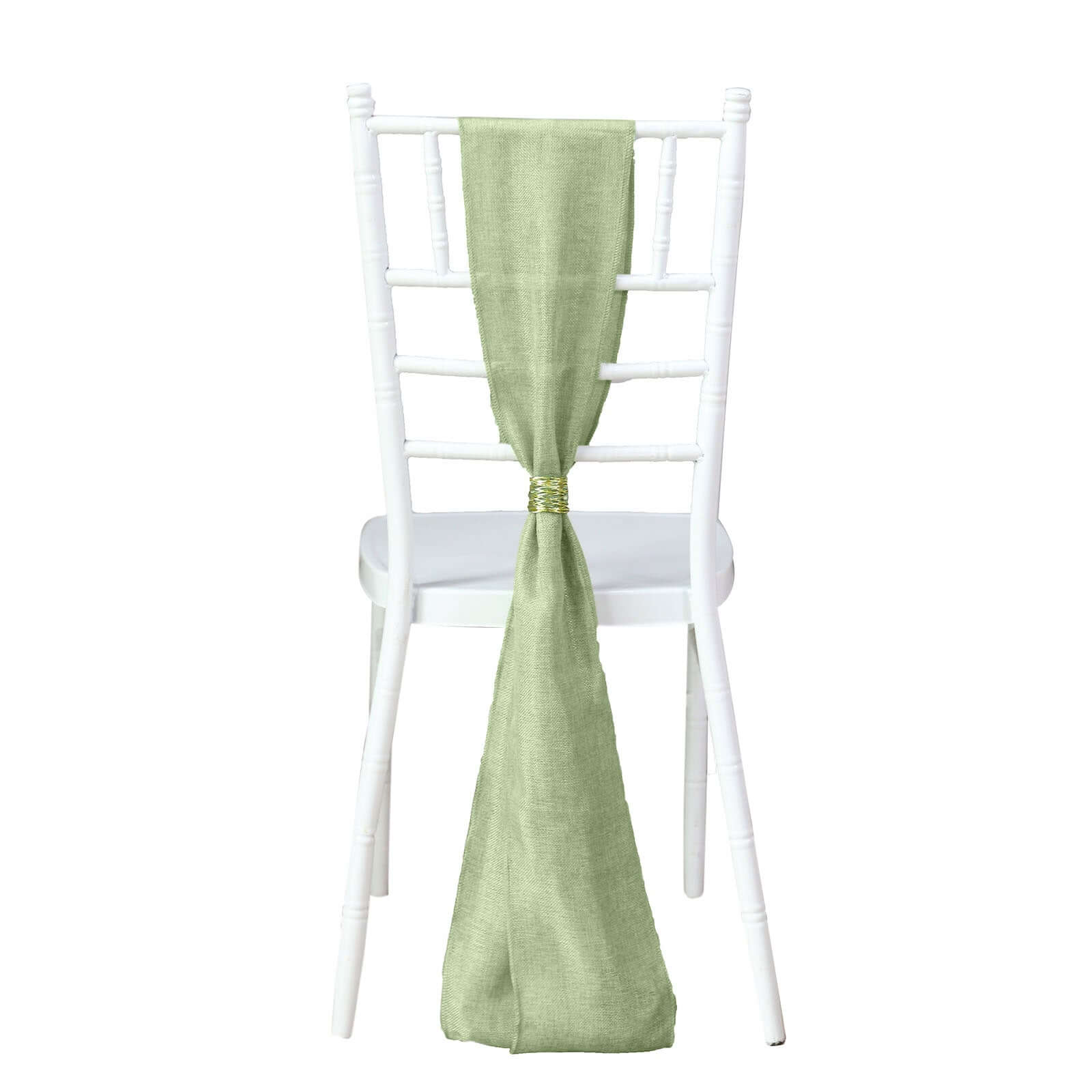 5 Pack Jute Faux Burlap 6"x108" Chair Sashes Sage Green - Boho Chic Linen Decor