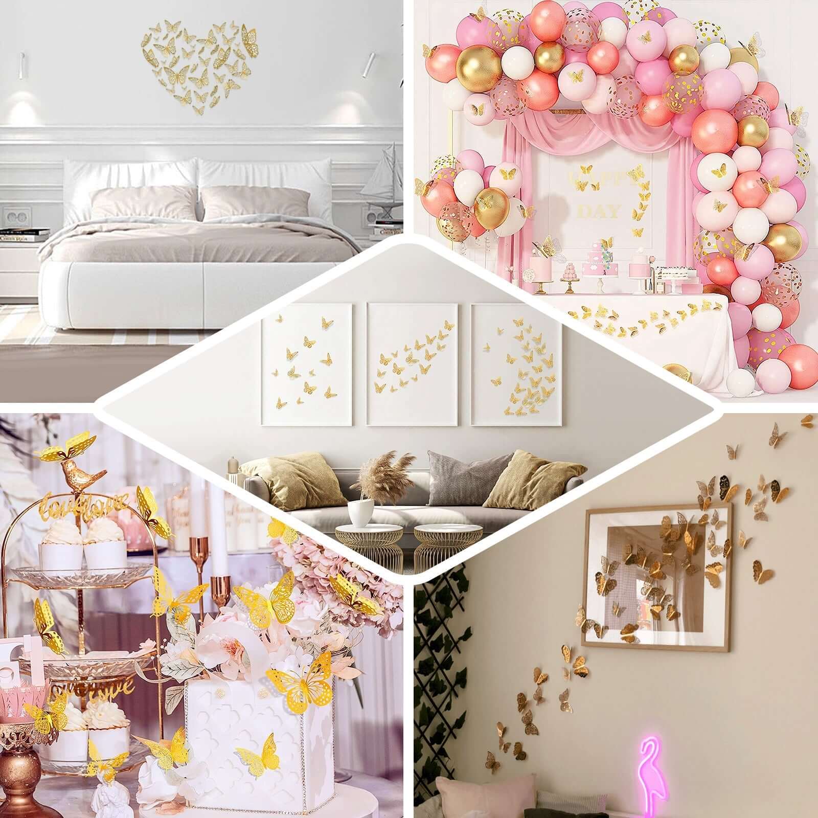 12-Pack 3D Butterfly Wall Decals, DIY Removable Mural Stickers Navy Blue Cake Decorations Eye-Catching Design