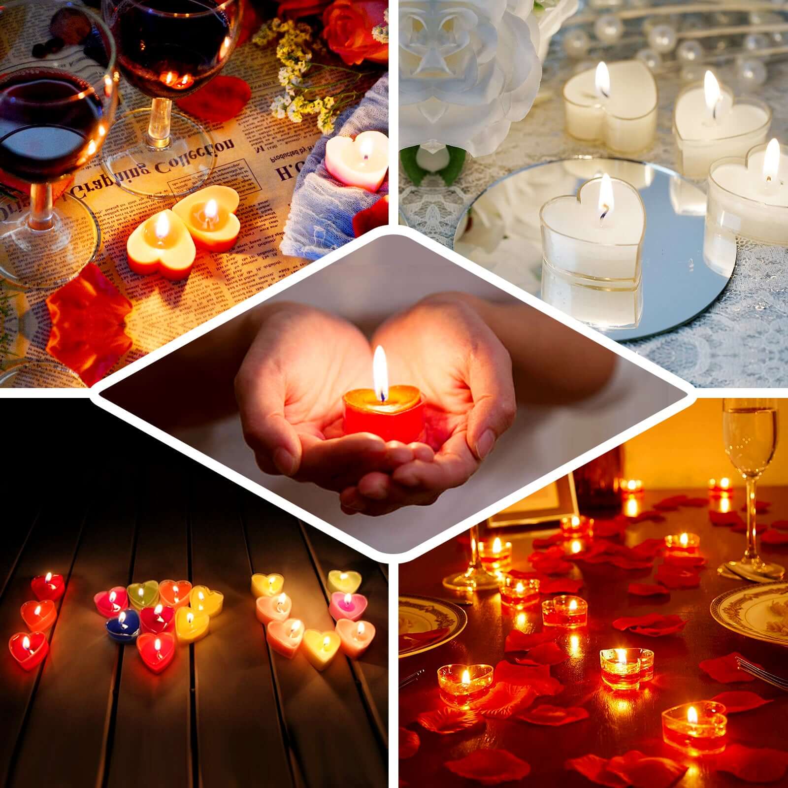 12-Pack Tealight Candles Heart Shaped Design White - Valentines Decor for Romantic Settings Mini