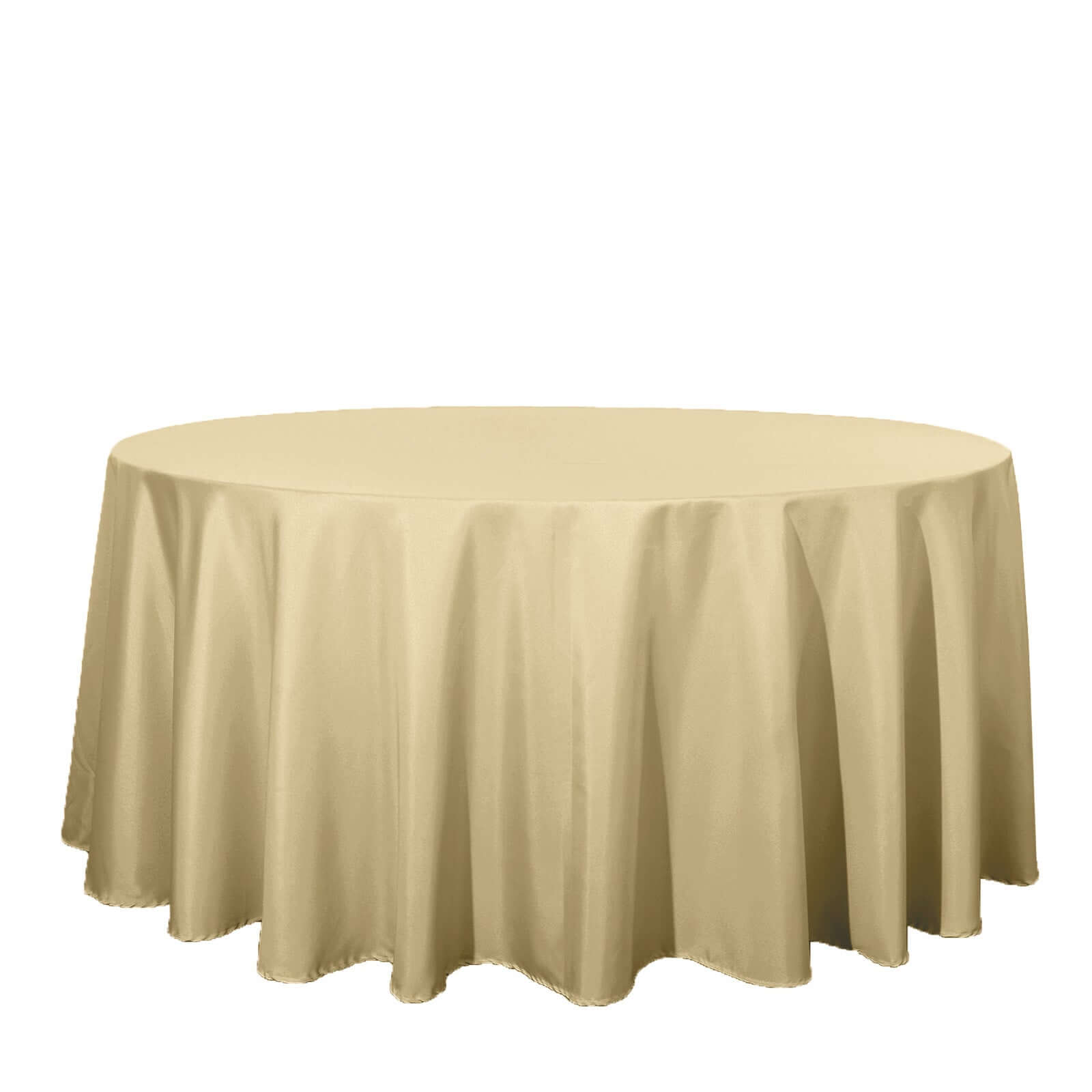 Polyester 120" Round Tablecloth Champagne - Seamless Wrinkle-Resistant Table Cover