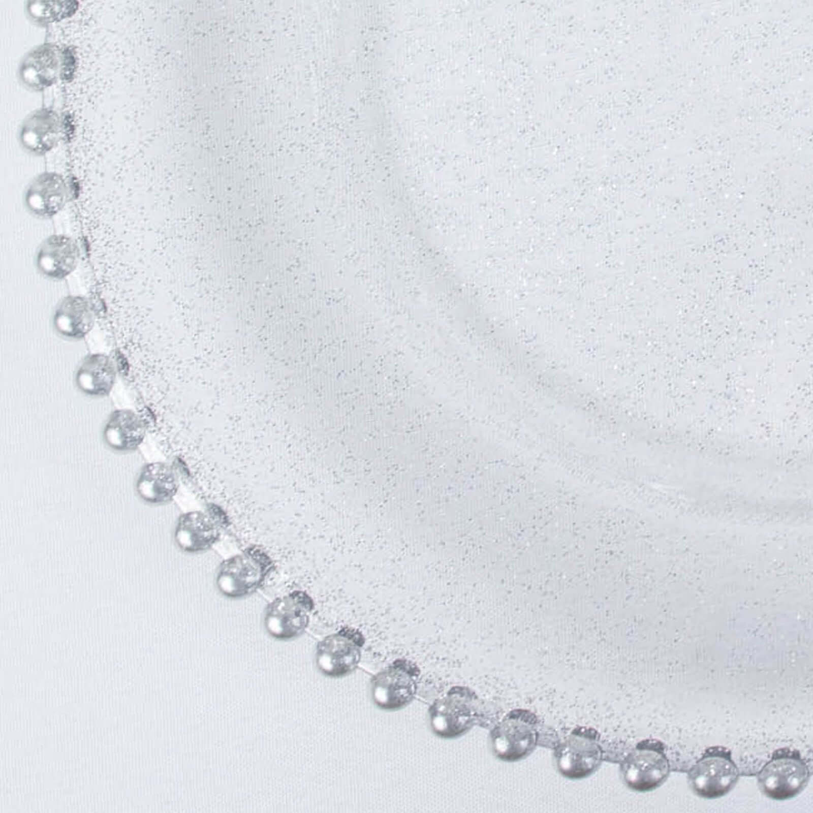 6-Pack Acrylic Round Charger Plates 13" in Clear Silver Glittered with Beaded Rim, Decorative Dinner Party Serving Plates