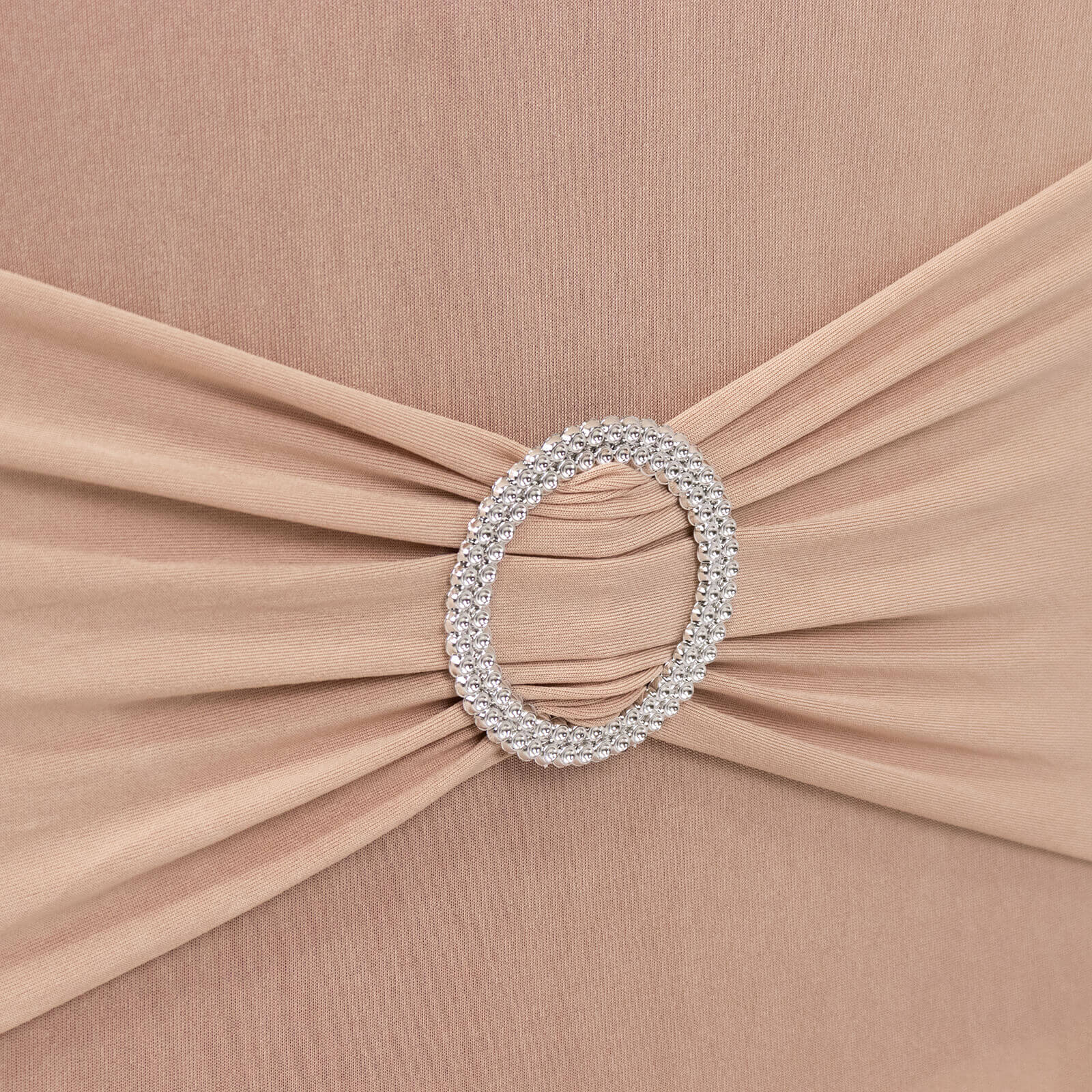 Spandex Chair Cover with Nude Rhinestone Buckled Sash Band Blush - Stretch Fitted Slipcover