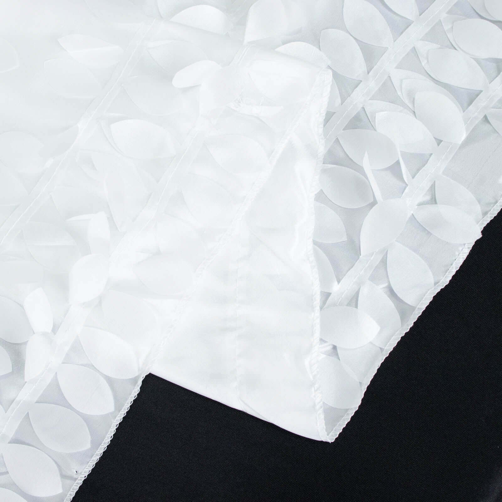 Taffeta 72"x72" Table Overlay Square Tablecloth White 3D Leaf Petal Design for Stylish Celebrations