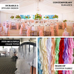 1 Set Chiffon Hoods Chair Sashes with Willow Ruffles Design Burgundy - Stylish Chair Bow Decor