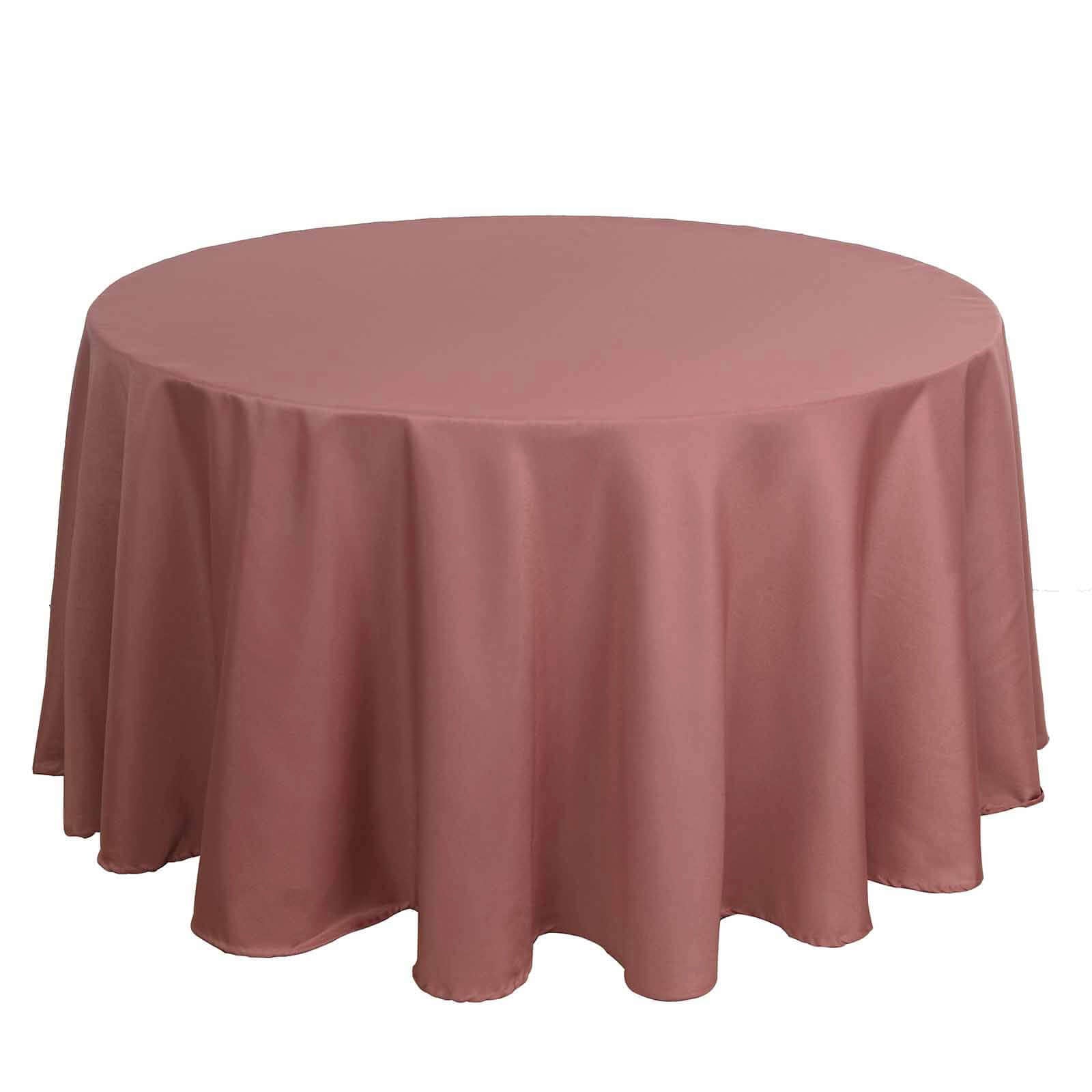 Polyester 108" Round Tablecloth Cinnamon Rose - Wrinkle-Resistant Table Cover