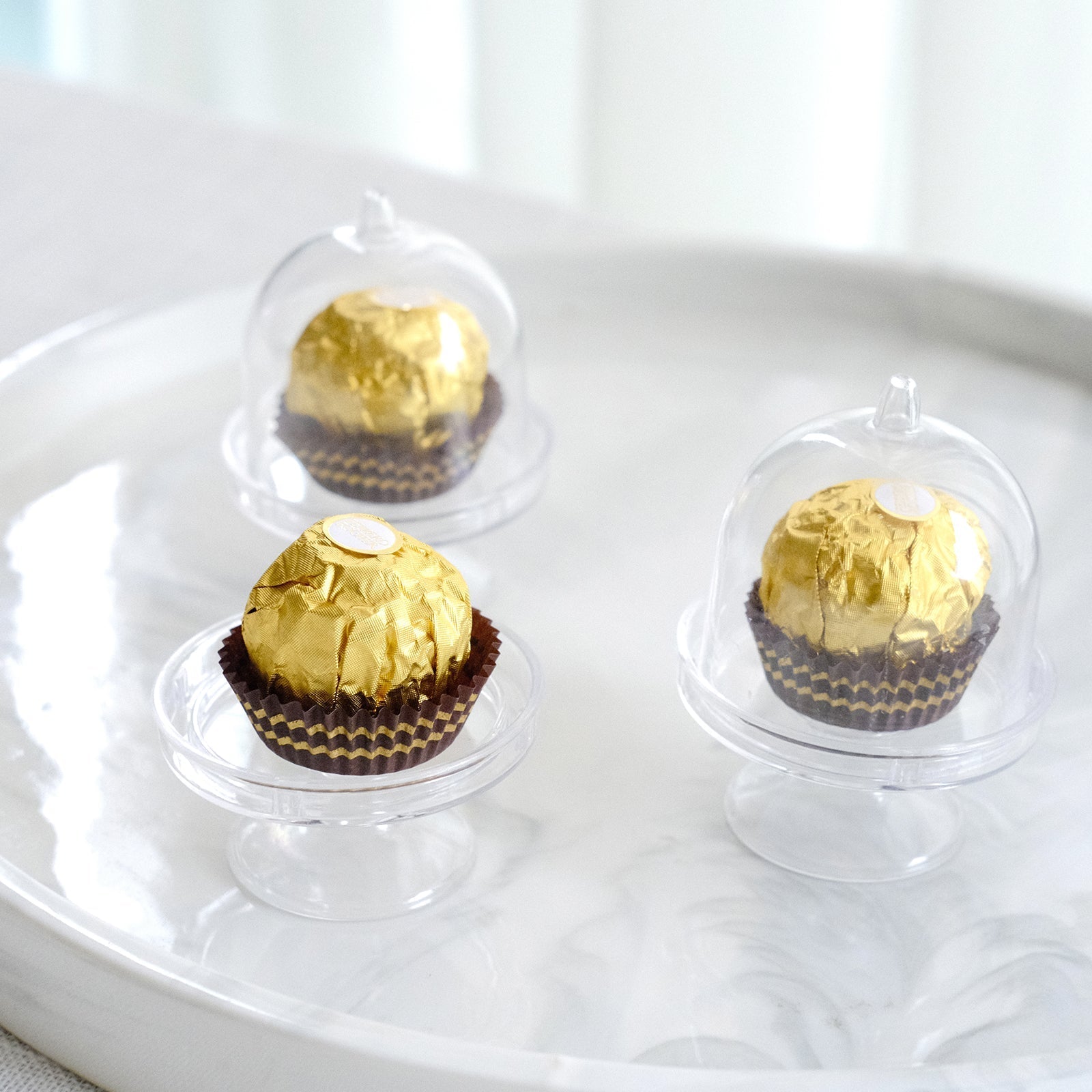 12-Pack Fillable Mini Pedestal Candy Container Clear - Stylish Candy Treat Favor Containers with Dome Lid 3"