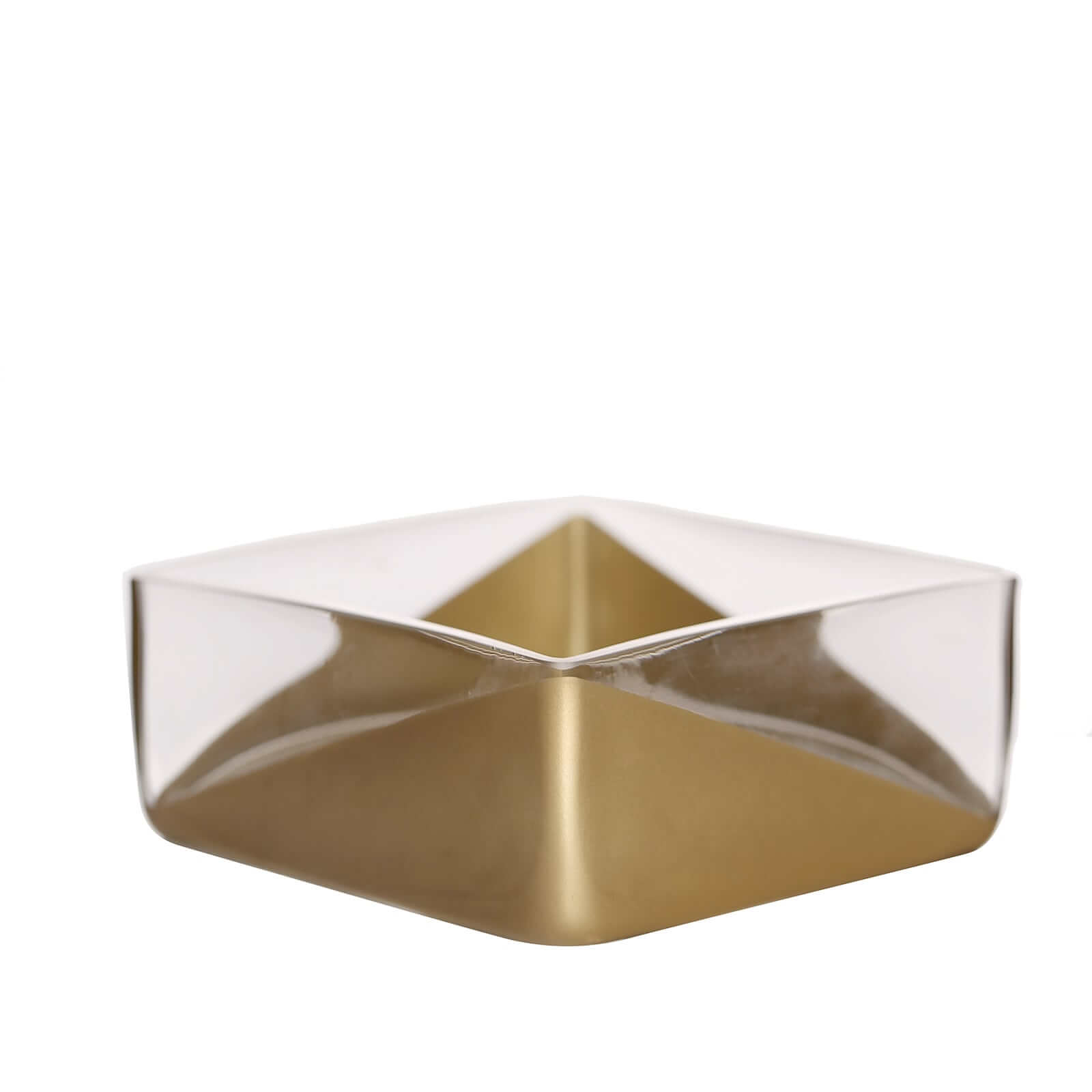 2-Pack Glass Vases Square Design Gold Dipped - Decorative Candle Holders for Floral Centerpieces 6"