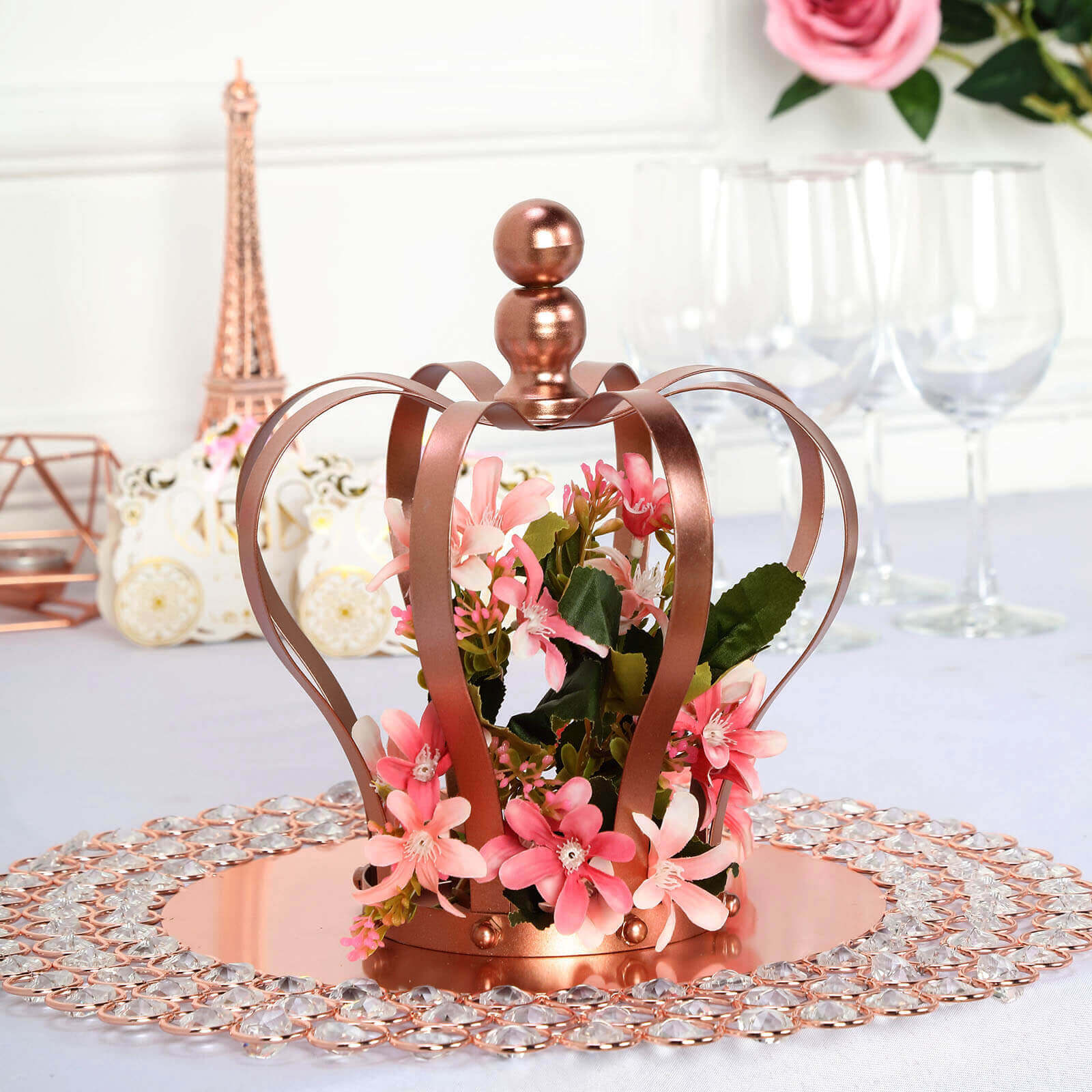 Metal Royal Crown Cake Topper Rose Gold - Sophisticated Wedding Cake Centerpiece Decor for Themed Events 9"