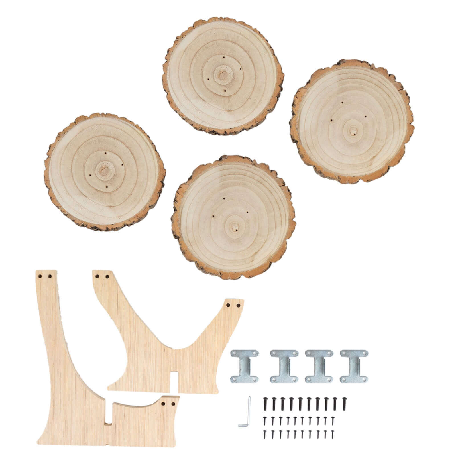 4-Tier Wooden Cupcake Stand Farmhouse Style Natural Wood Slice Design - Rustic Dessert Display Cake Holder 15" Tall