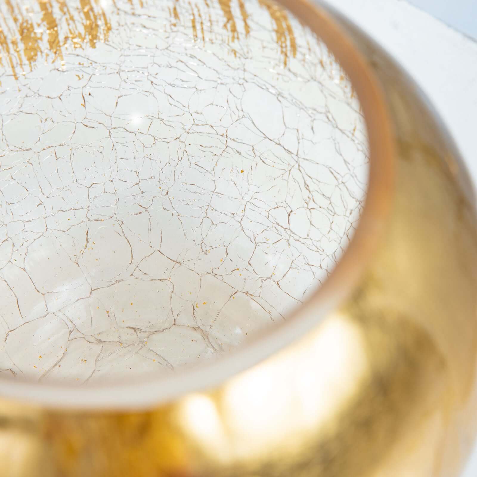 Glass Flower Vase Gold Foiled Crackle Bubble - Decorative Floral Centerpiece for Tables 6"