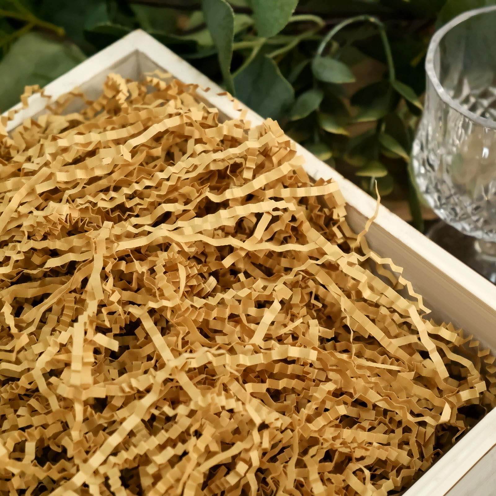 Basket Filler Crinkle Cut Design Paper Shred Natural Brown - Decorative Gift Bag Shreds 8oz 3mm