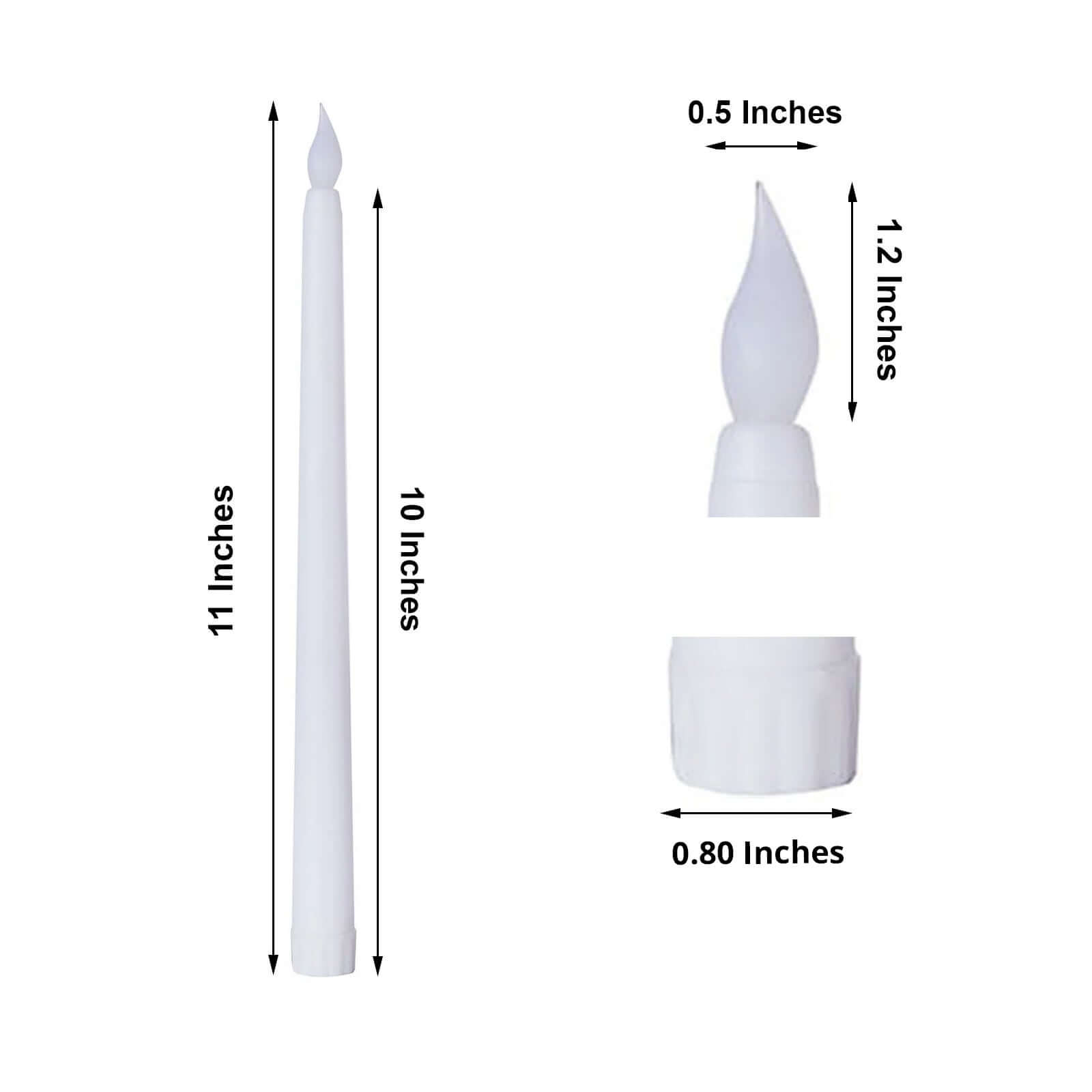 3-Pack LED Decorative Lighting Warm Flickering White - Flameless Taper Candles 11"