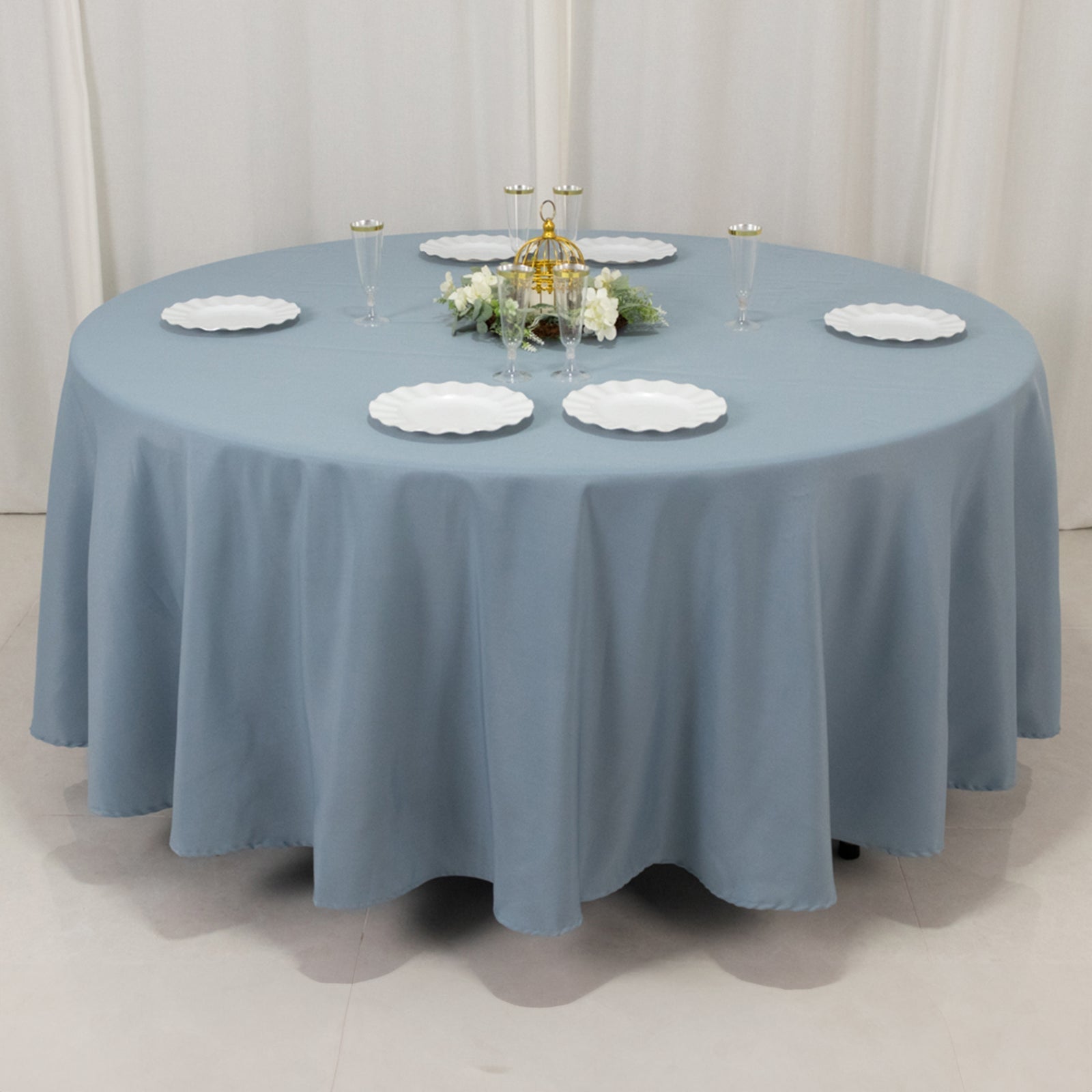 Premium Polyester 108" Round Tablecloth Dusty Blue - Wrinkle-Resistant 220GSM Table Cover