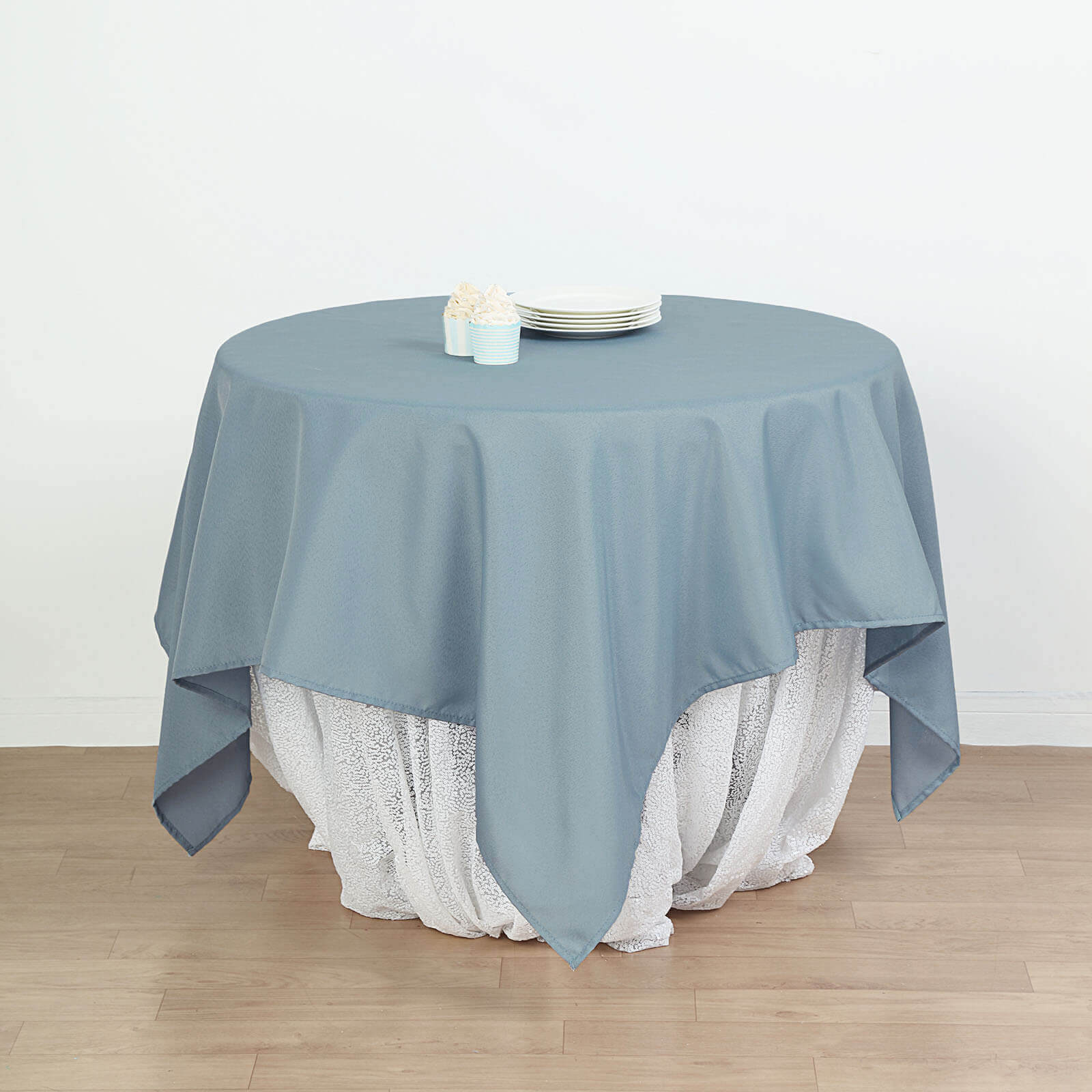 Polyester Square 54"x54" Tablecloth Dusty Blue - Wrinkle-Resistant & Durable Table Cover